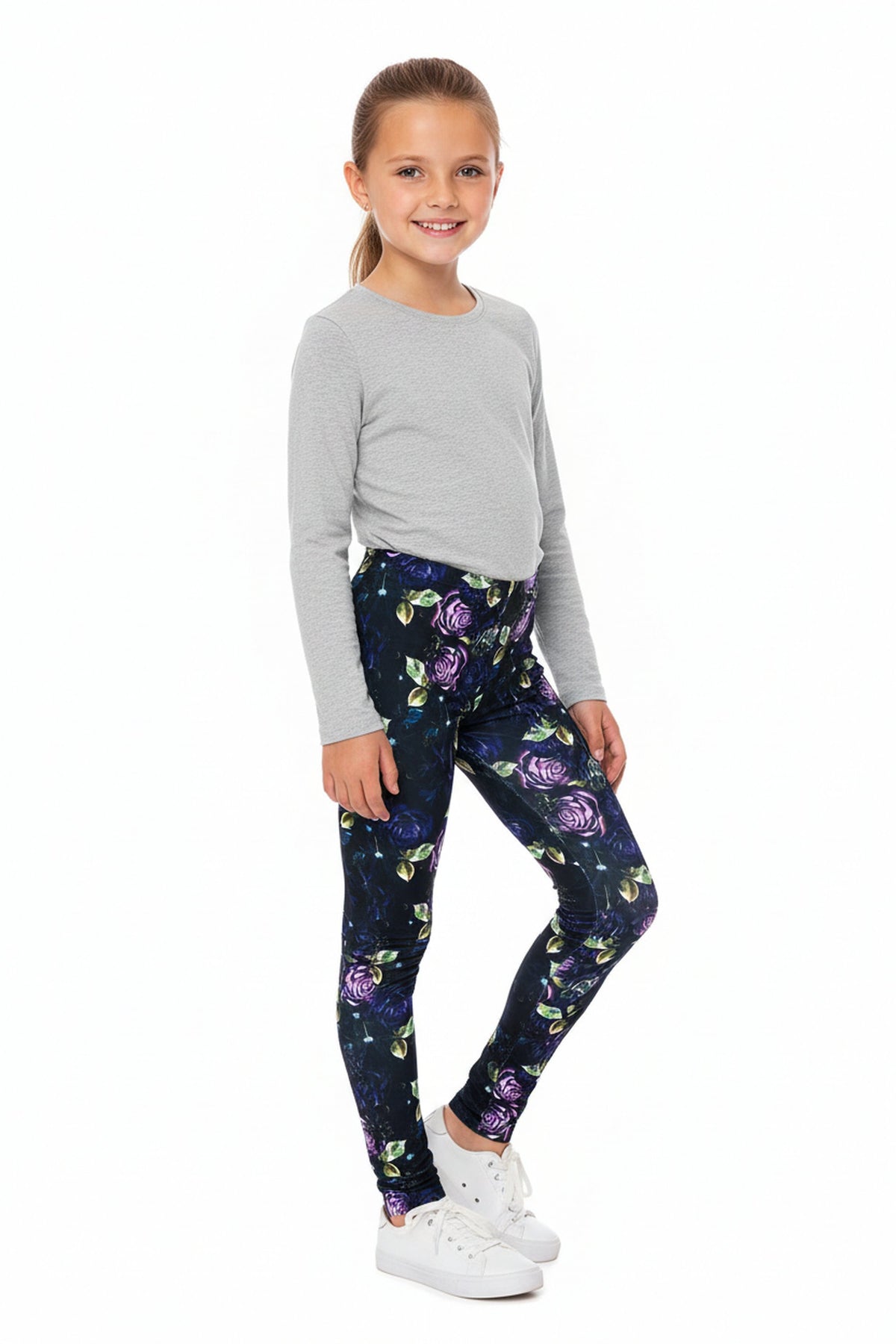 Creamy Soft Purple and Violet Rose Kids Leggings - USA Fashion™