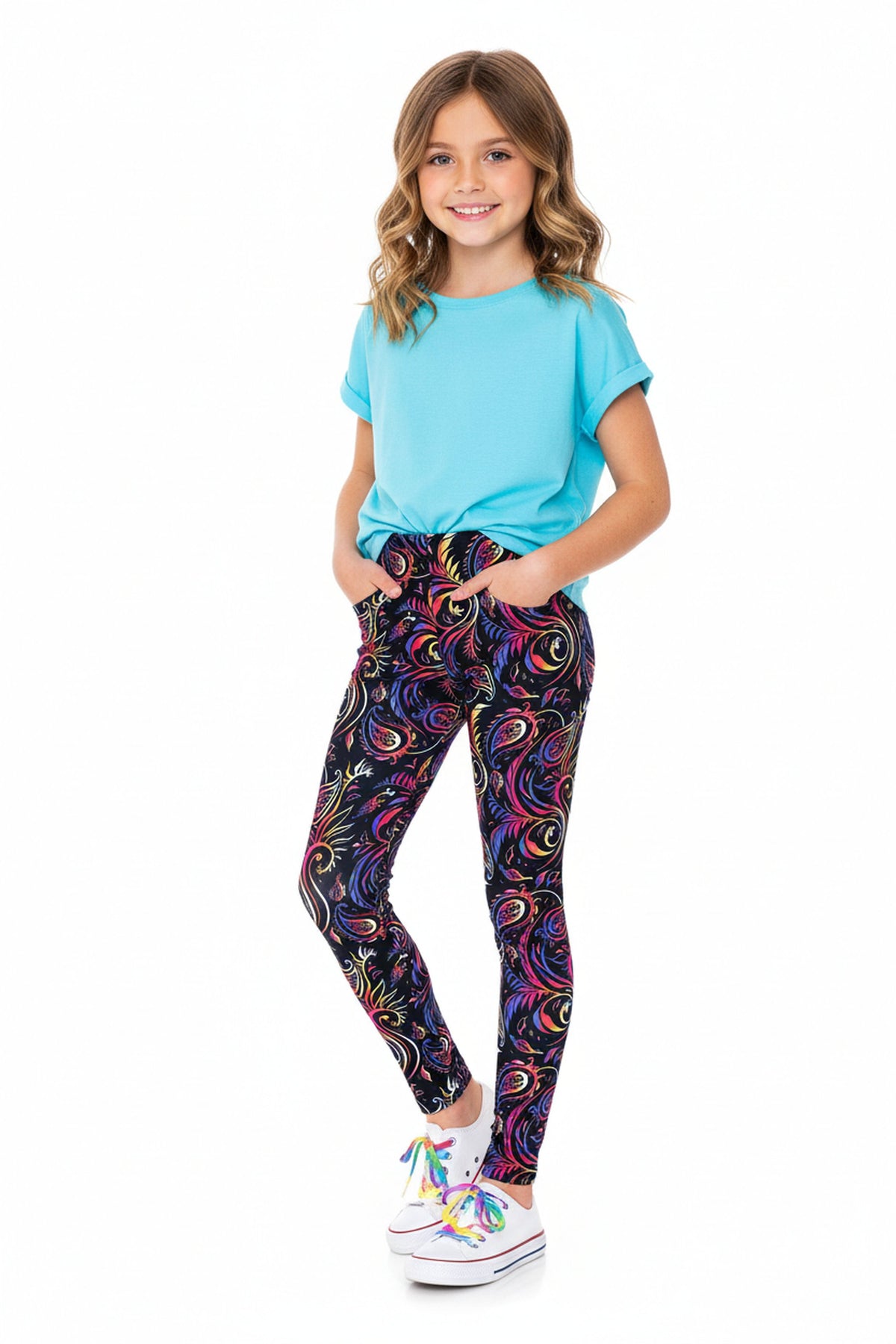 Creamy Soft Ombre Paisley Swirl Kids Leggings - USA Fashion™