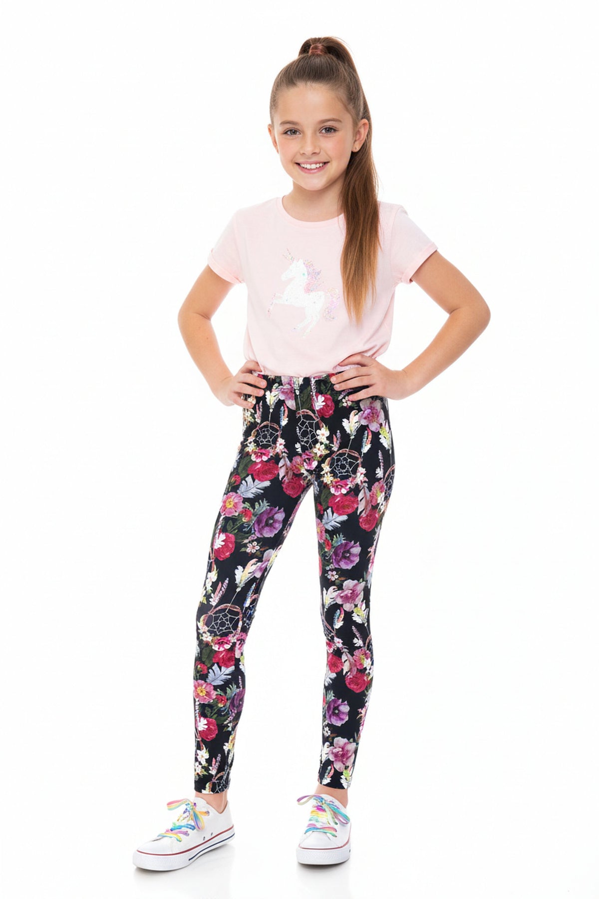 Creamy Soft Floral Dreamcatcher Kids Leggings - USA Fashion™