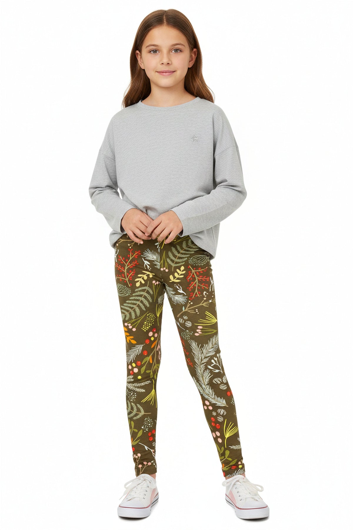 Brushed Holiday Olive Garden Kids Leggings
