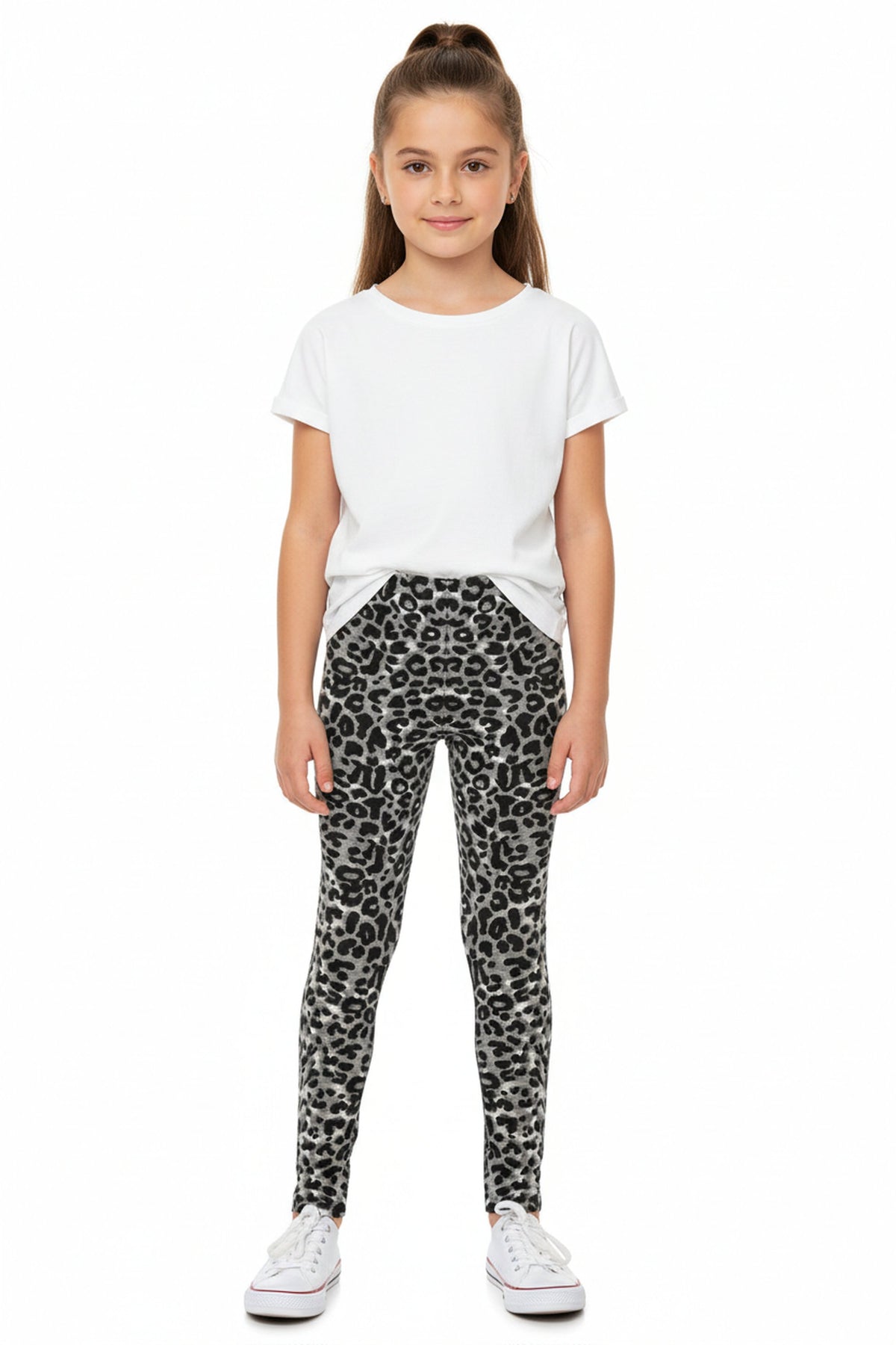 Buttery Smooth Snow Leopard Kids Leggings