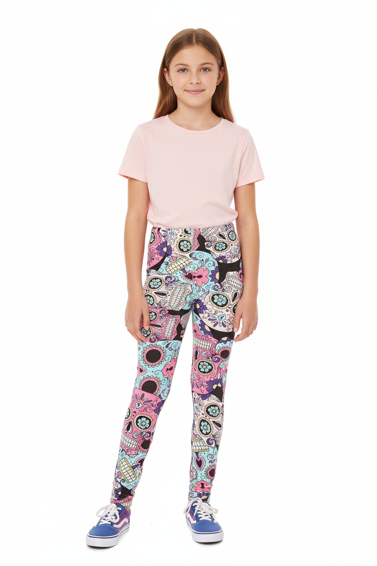 Buttery Smooth Pastel Sugar Skull Kids Leggings