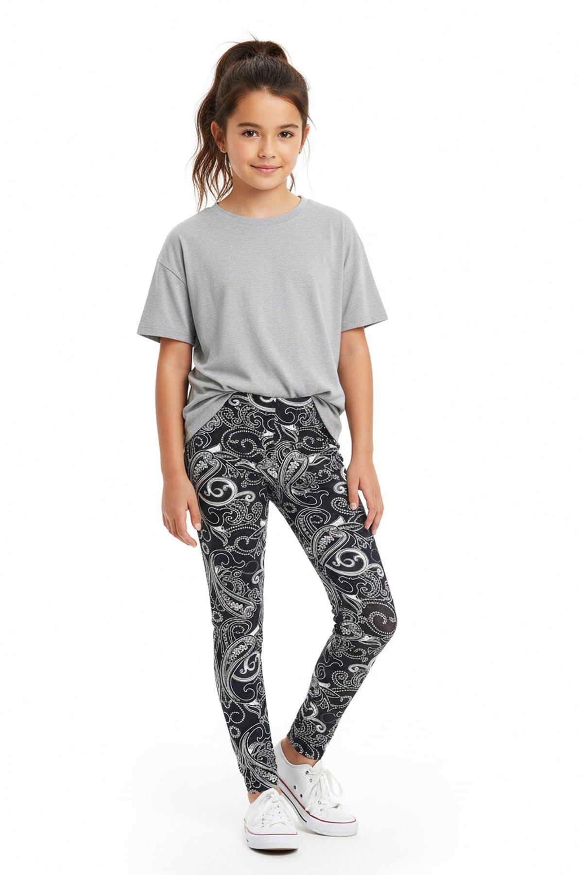 Buttery Smooth Navy Paisley Kids Leggings