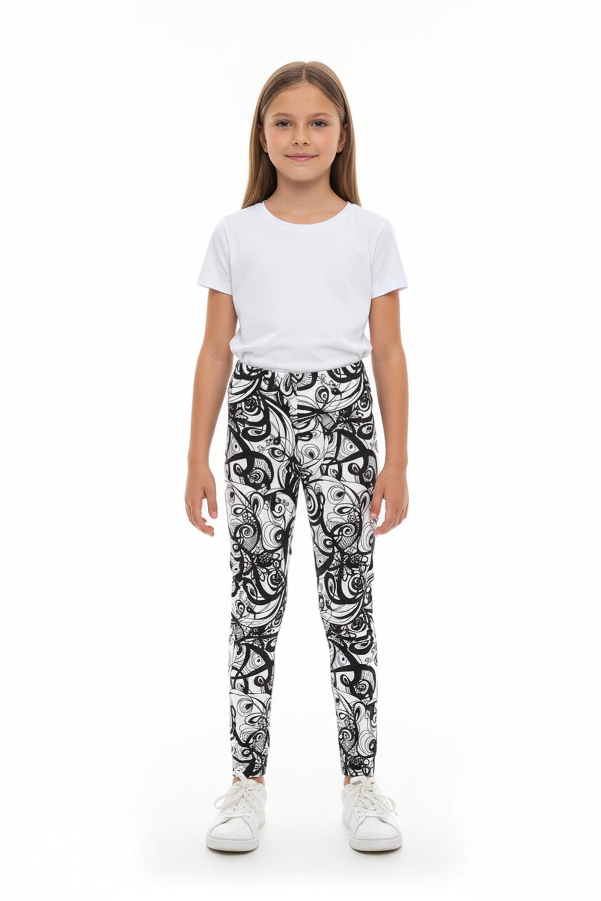 Brushed Elegant Abstract Swirly Kids Leggings