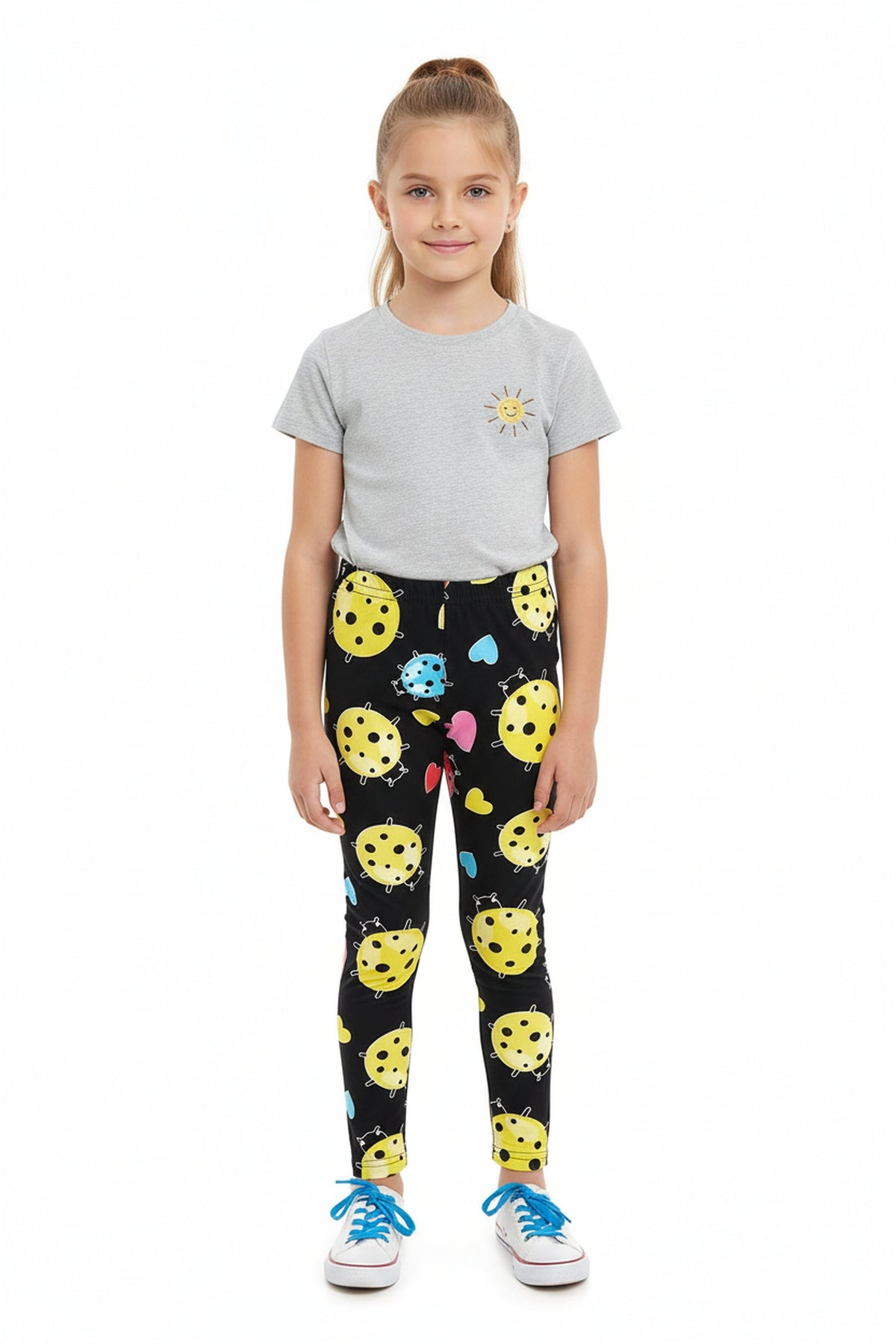 Brushed Ladybugs and Hearts Kids Leggings