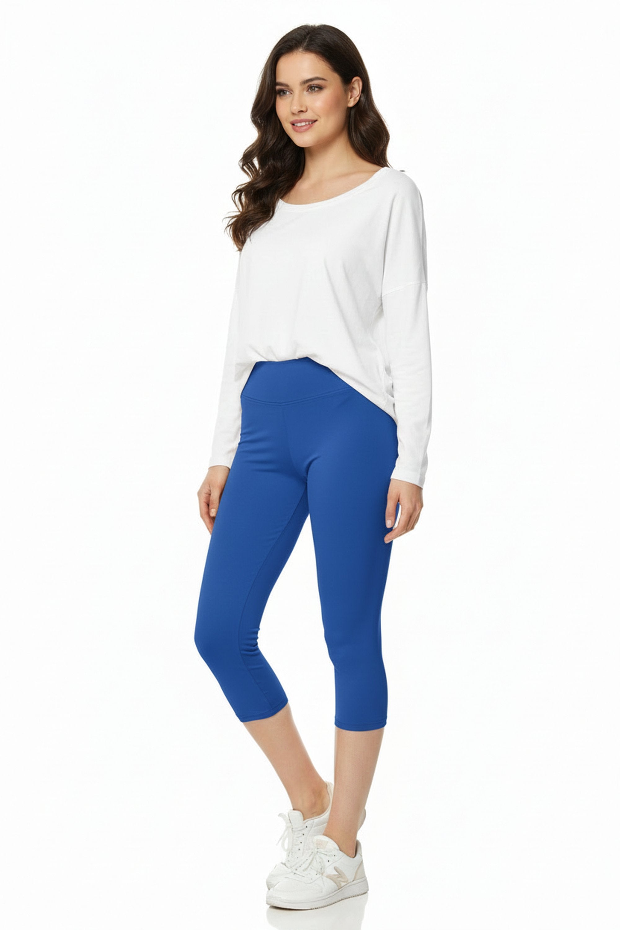 Brushed Basic Solid High Waisted Plus Size Capris - 3 Inch - New Mix