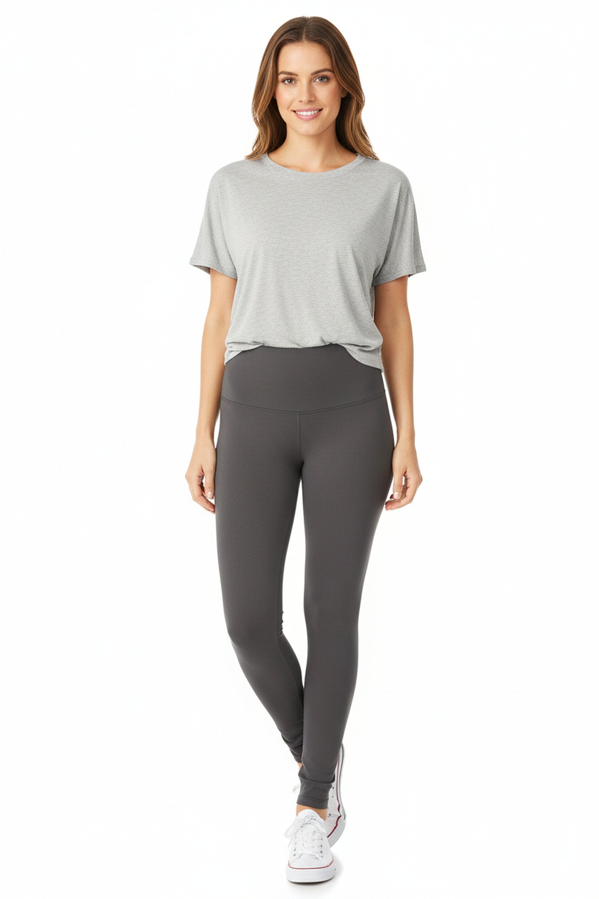 Brushed High Waisted Basic Solid Leggings - 5 Inch Waist