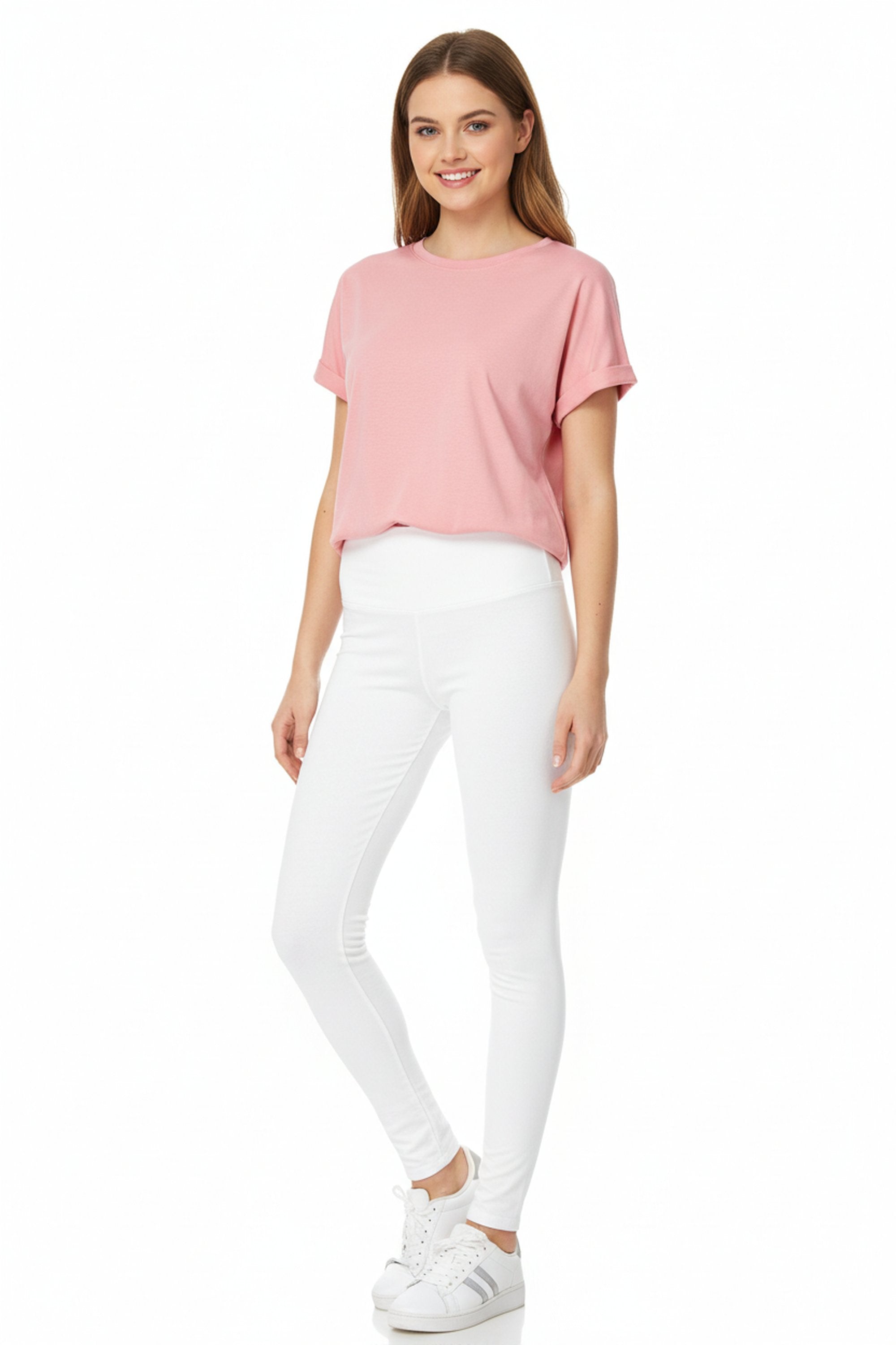 Brushed High Waisted Basic Solid Plus Size Leggings - 5 Inch Waist