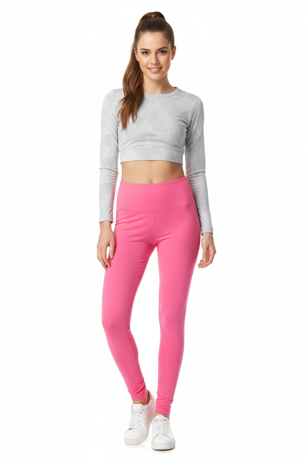 Brushed High Waisted Basic Solid Plus Size Leggings - 5 Inch Waist