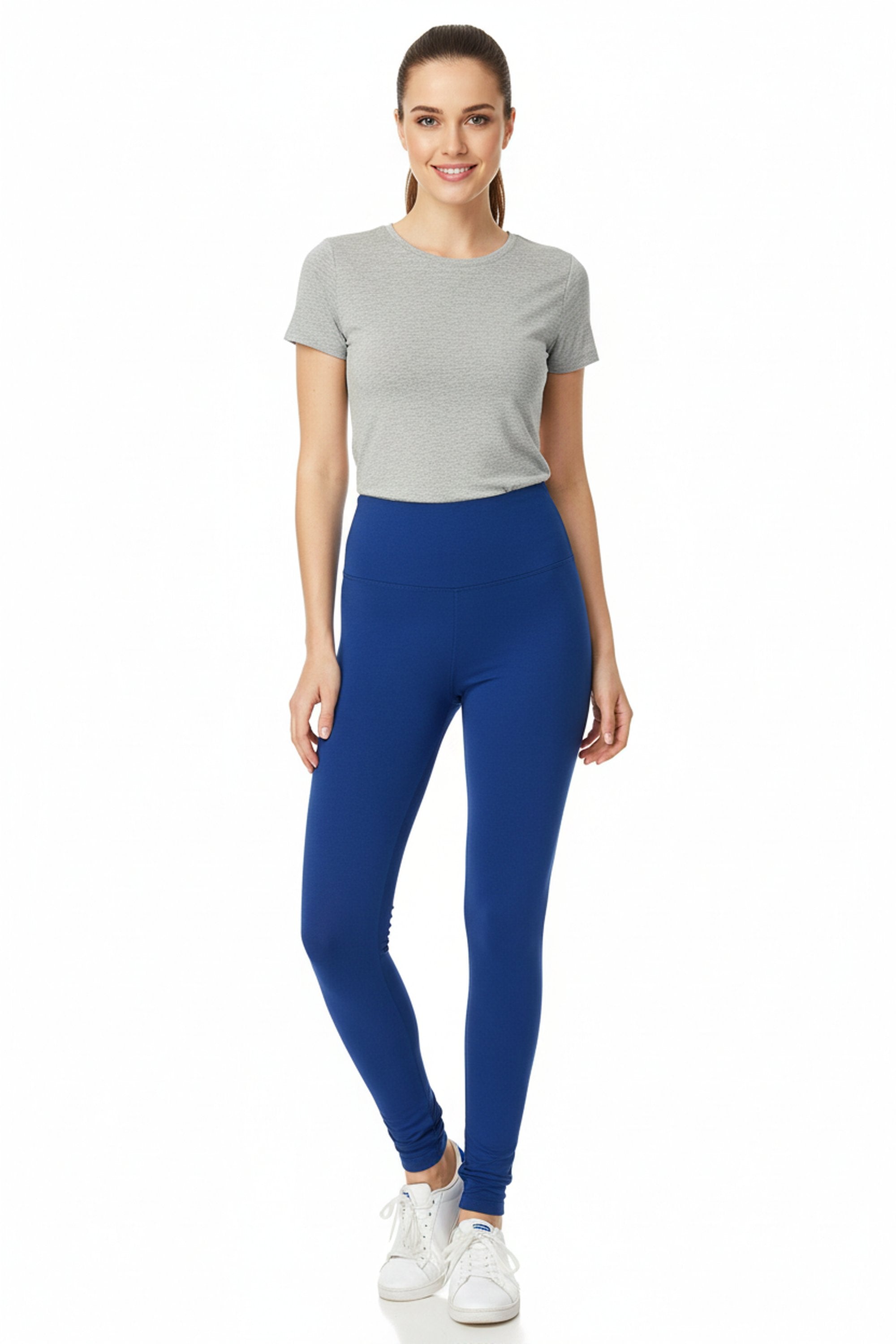 Brushed High Waisted Basic Solid Plus Size Leggings - 5 Inch Waist