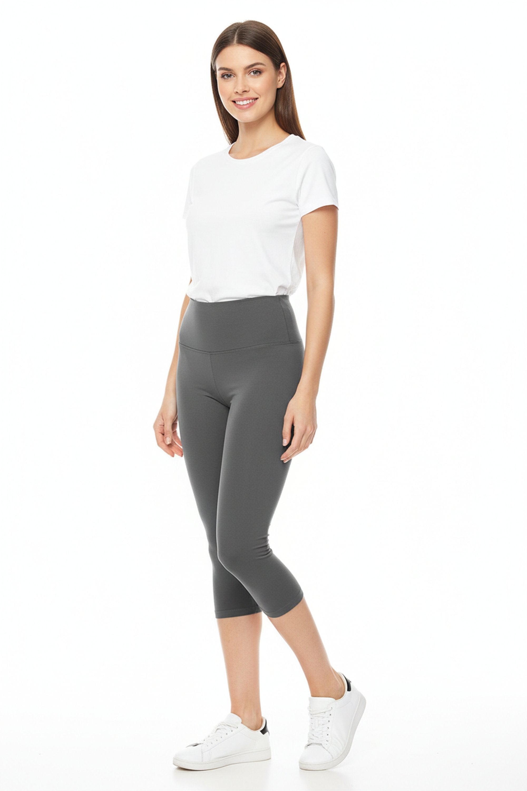 Brushed Basic Solid High Waisted Capris - 5 Inch - New Mix