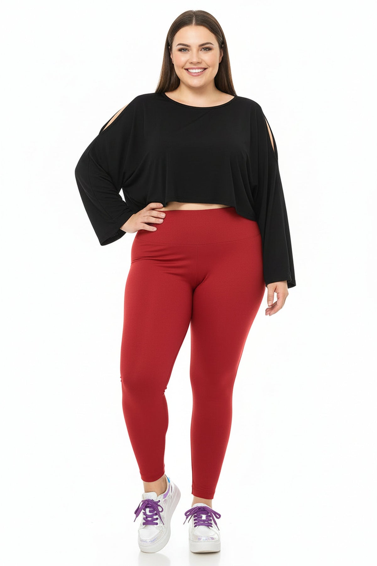 High Waisted Fleece Lined Plus Size Leggings - New Mix