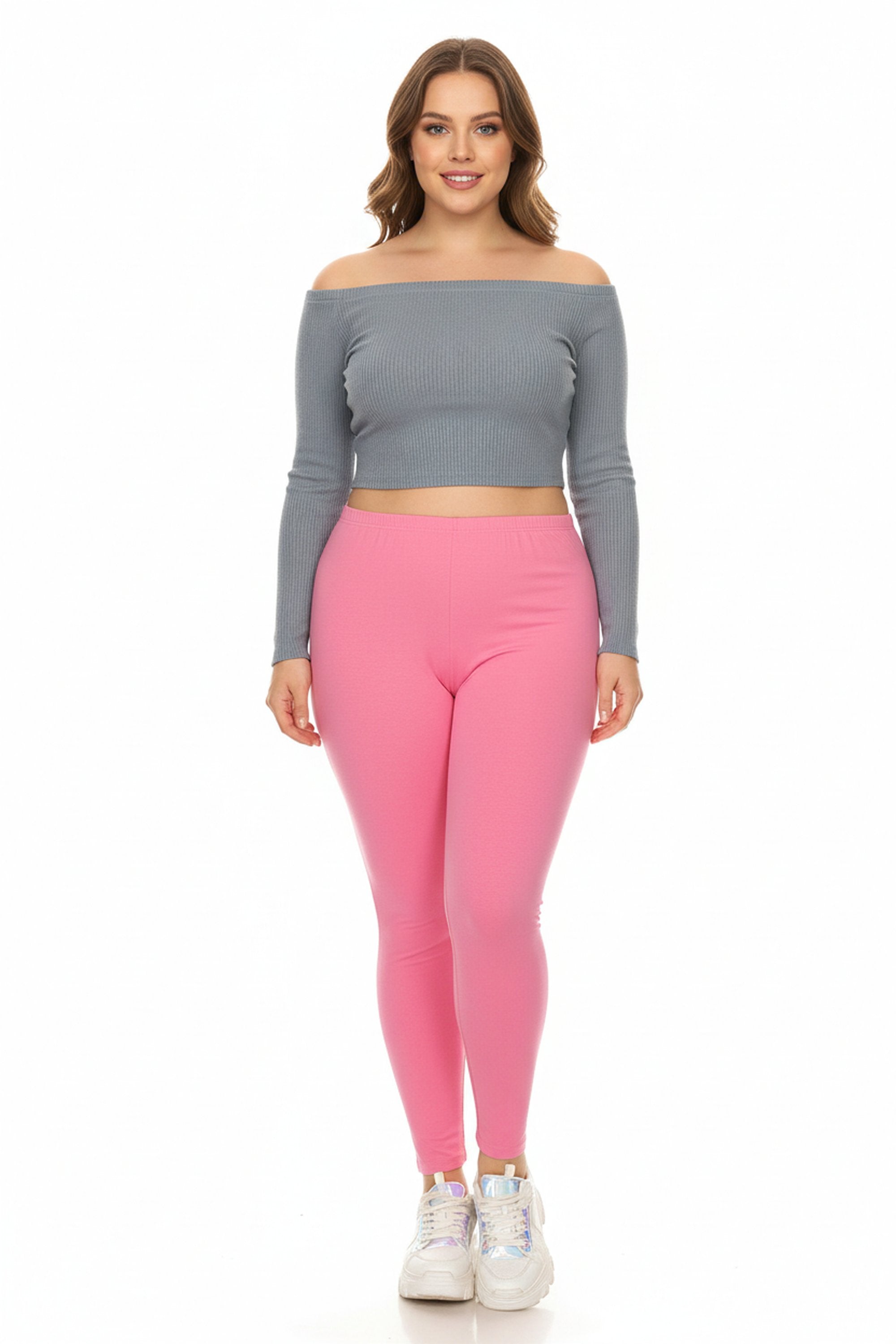 Brushed Basic Solid Leggings Extra Plus Size Leggings - 3X-5X - New Mix