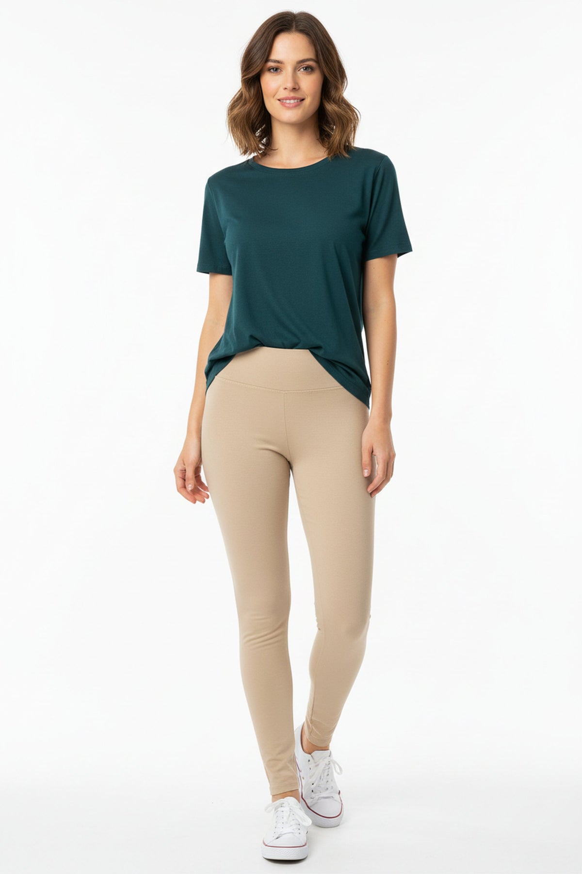 Brushed High Waisted Plus Size Basic Solid Leggings - 3 Inch Band
