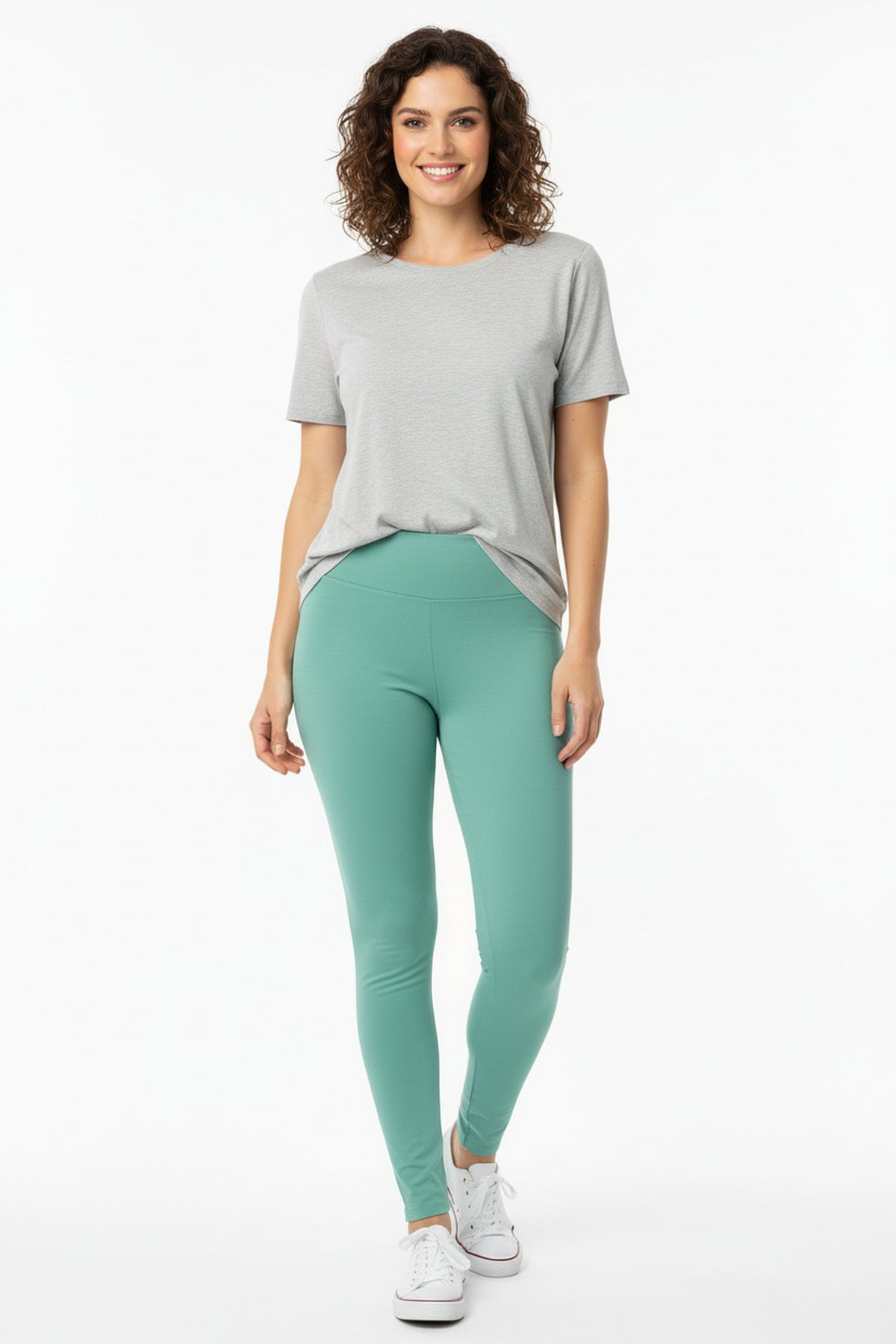 Brushed High Waisted Plus Size Basic Solid Leggings - 3 Inch Band