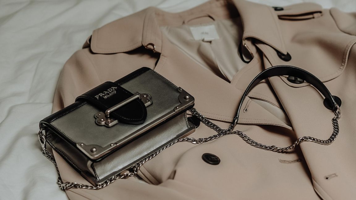 prada purse and blazer