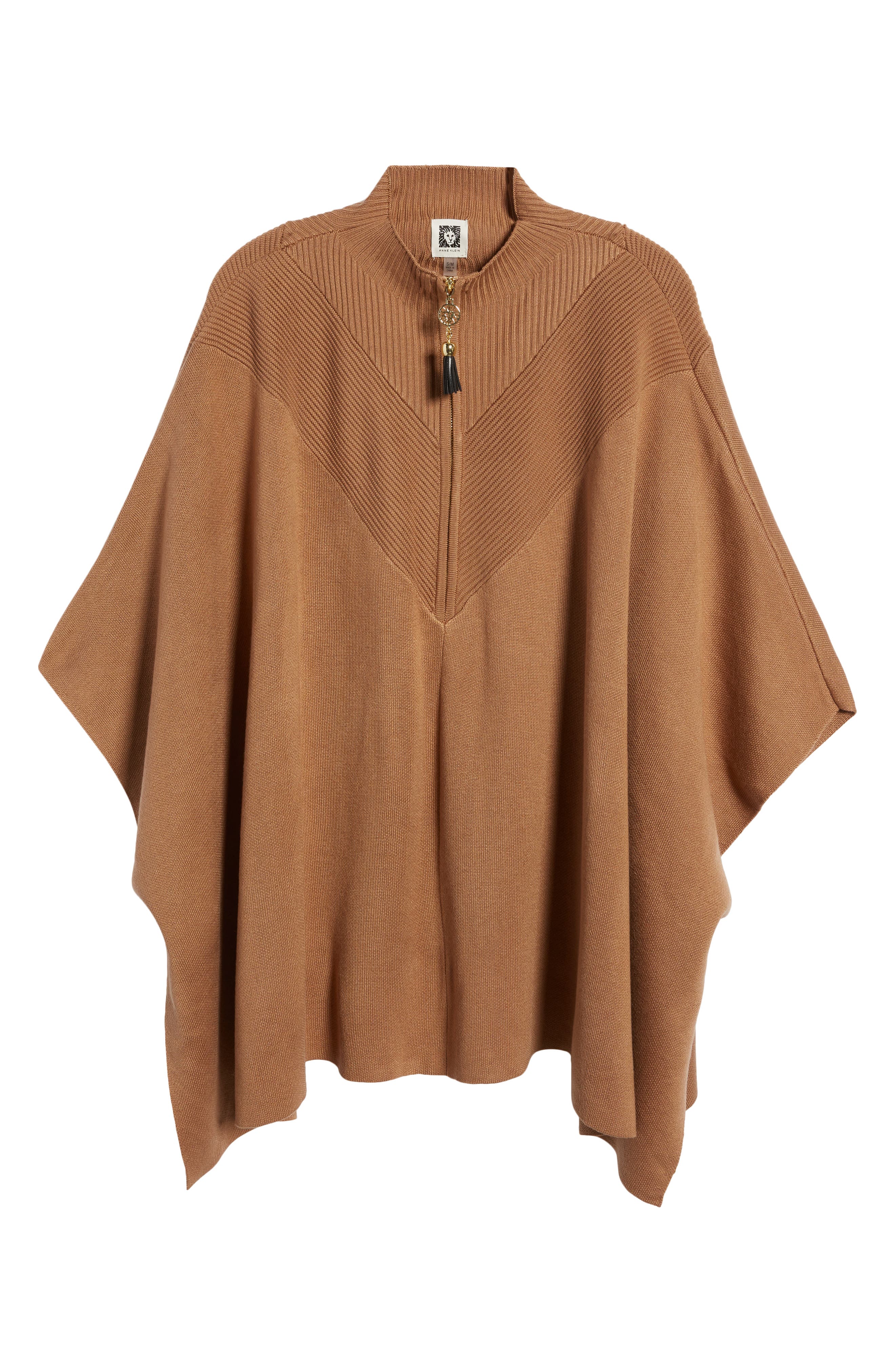 Anne Klein Mock Neck Half- Zip Poncho