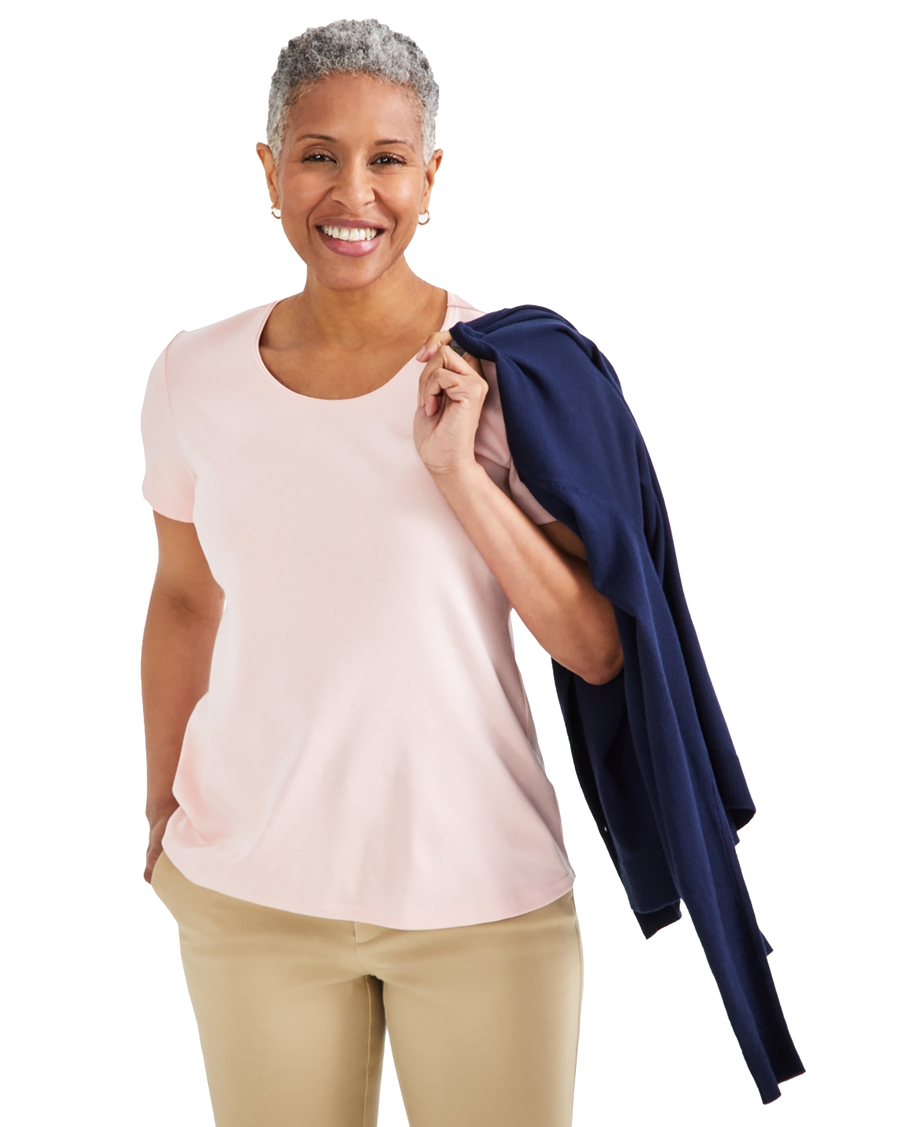 Women's Plus Cotton Short-Sleeve Scoop-Neck Top