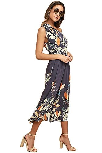 Free People Womens Island Time Blue Floral Wide Leg Jumpsuit