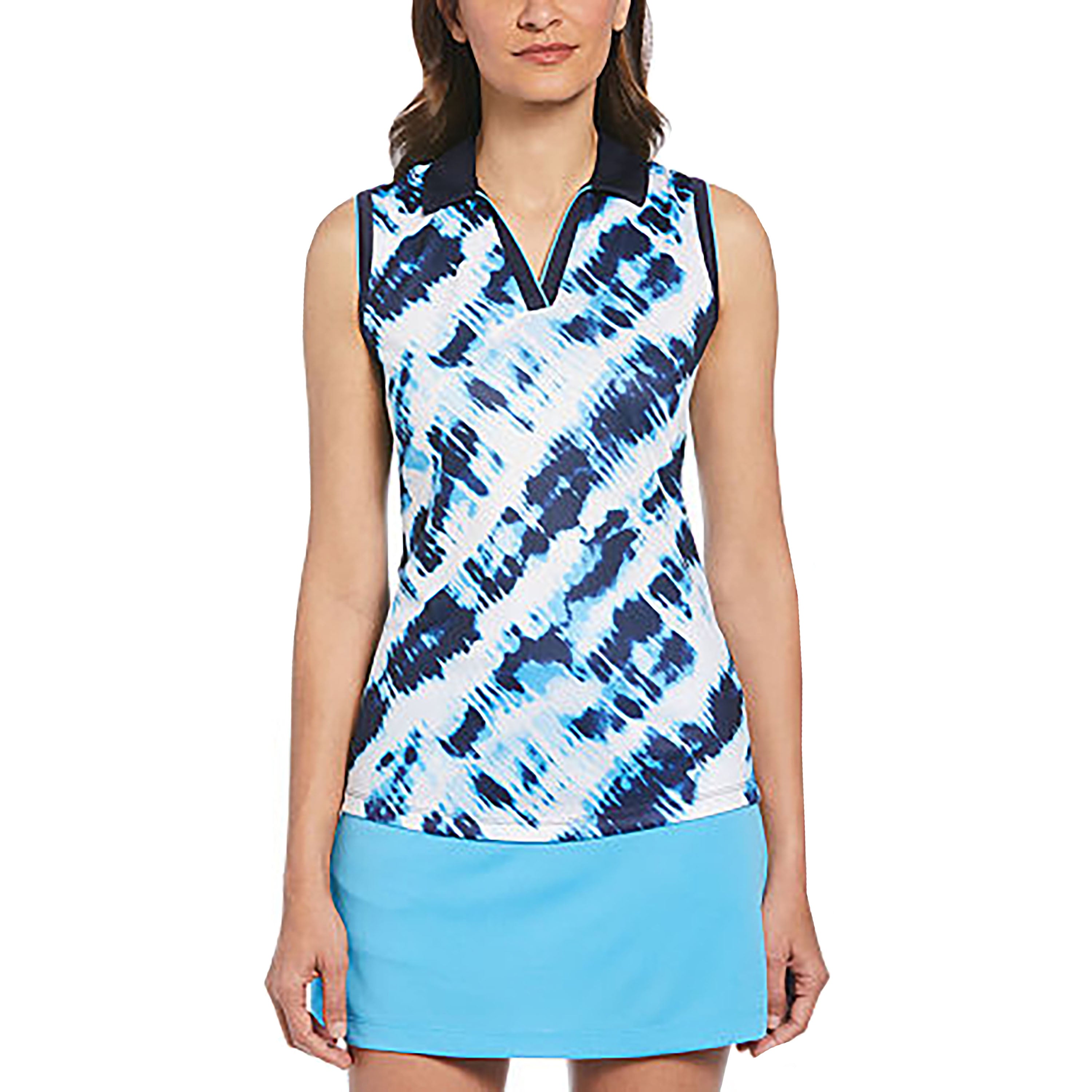 PGA TOUR Women's Diagonal Tie Dye Print Golf Polo Shirt