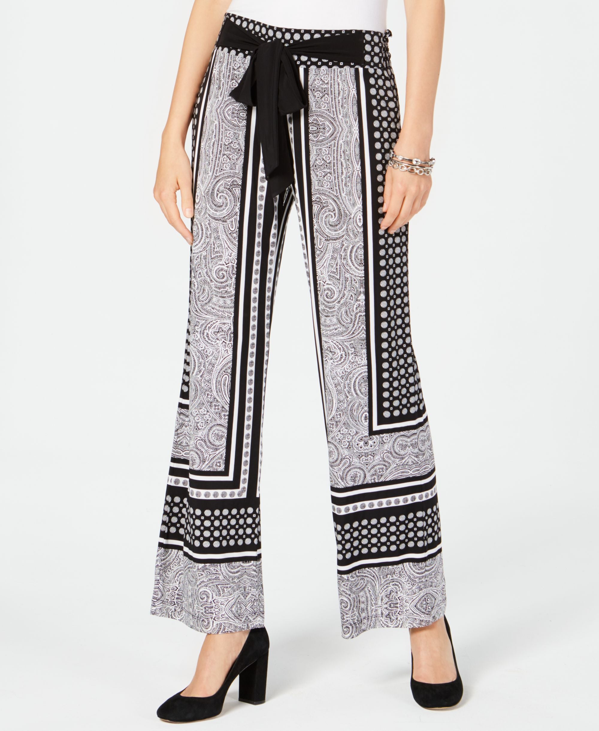 INC Womens Printed Wide-Leg Casual Pants