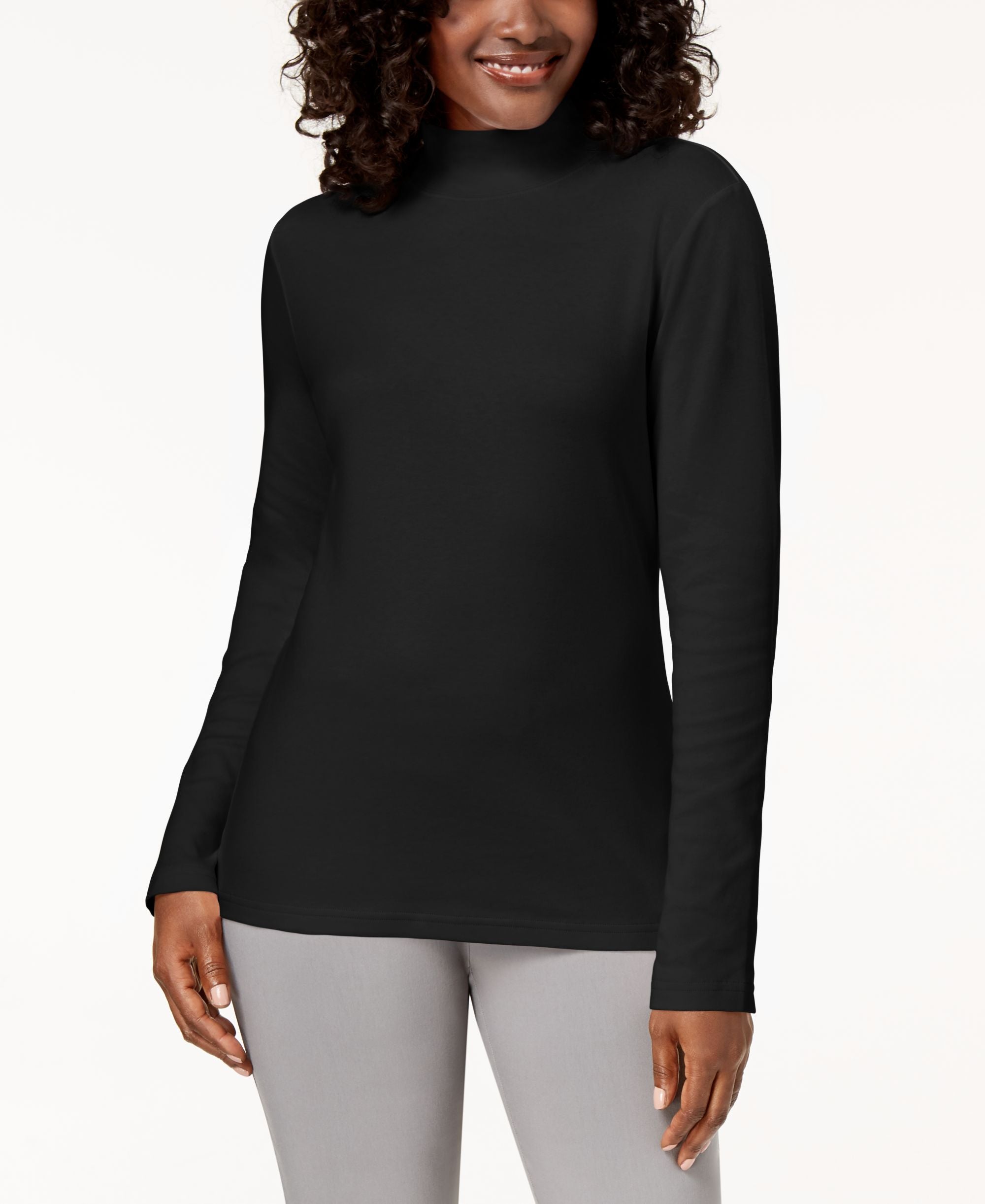 Karen Scott Cotton Mock Neck Top