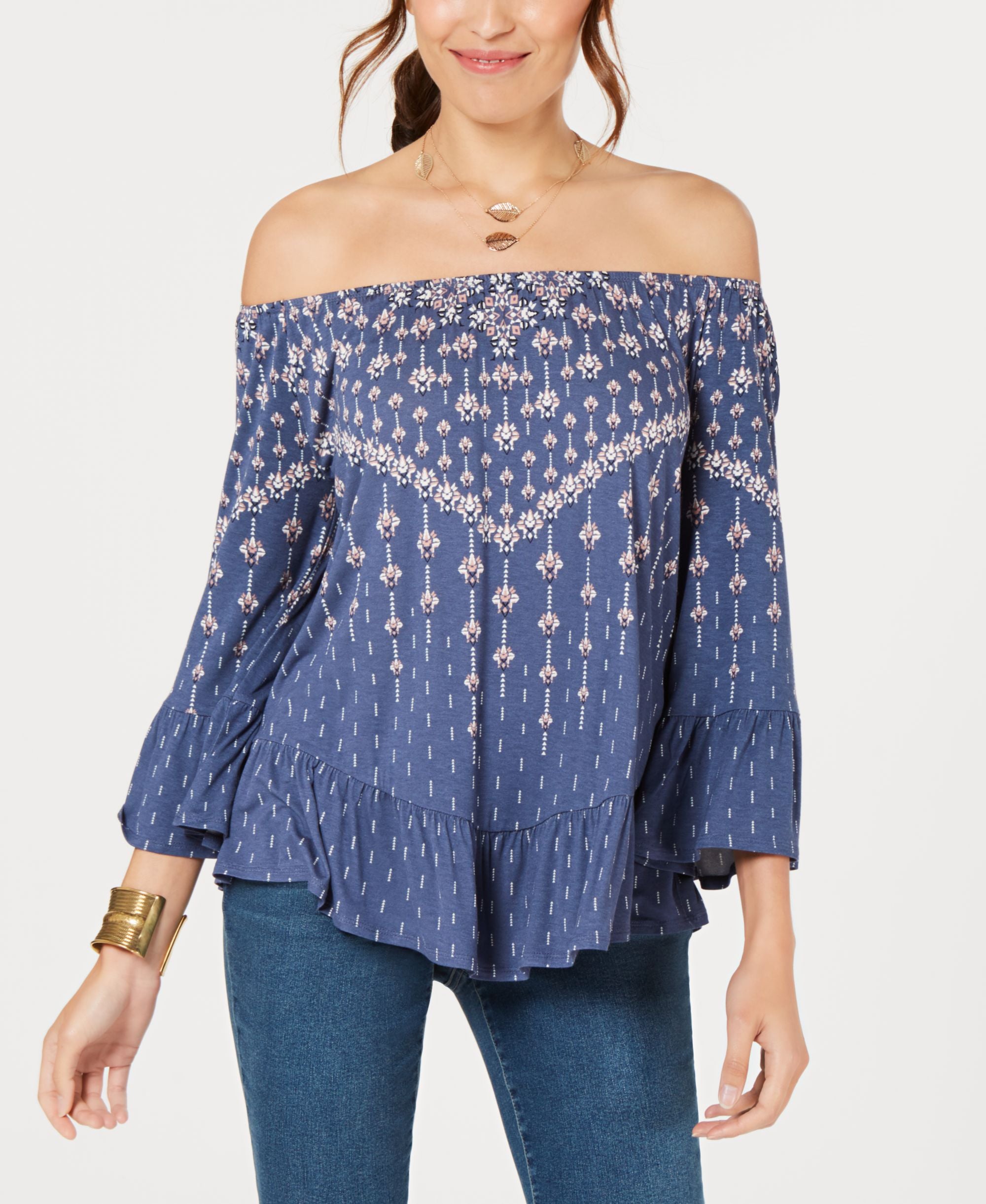 Style & Co Plus Size Flounce Trim Top