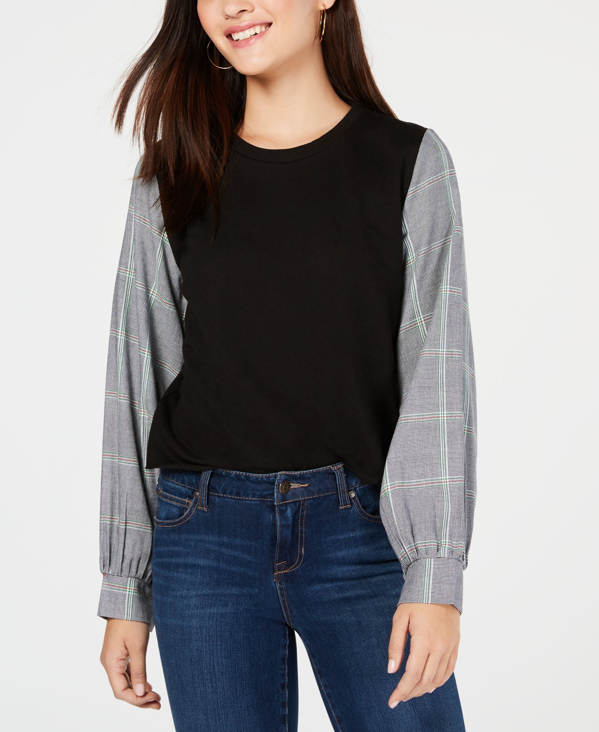 7 Sisters Juniors Mixed Media Sweatshirt