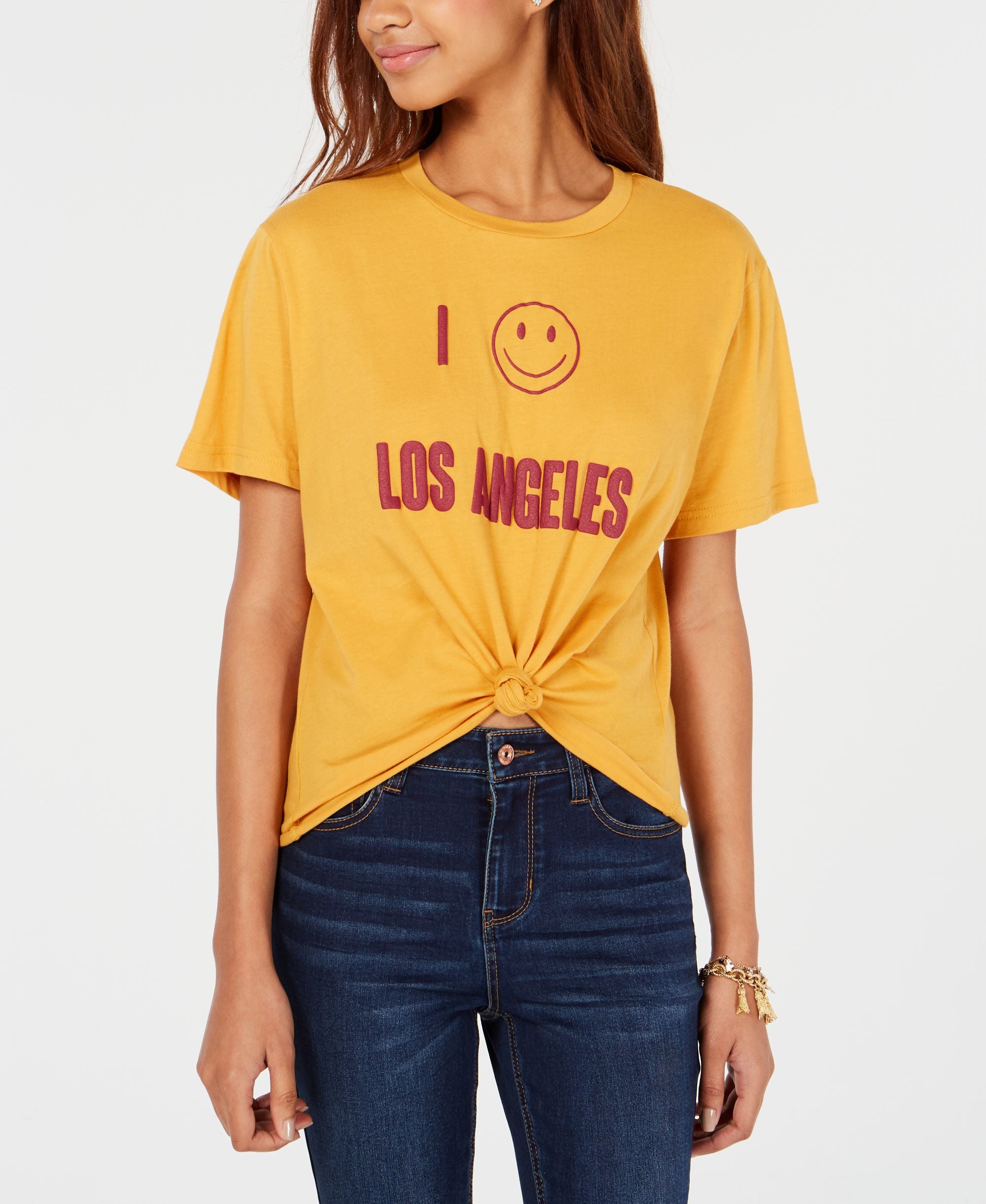Juniors' Los Angeles Tie-Front Graphic T-Shirt