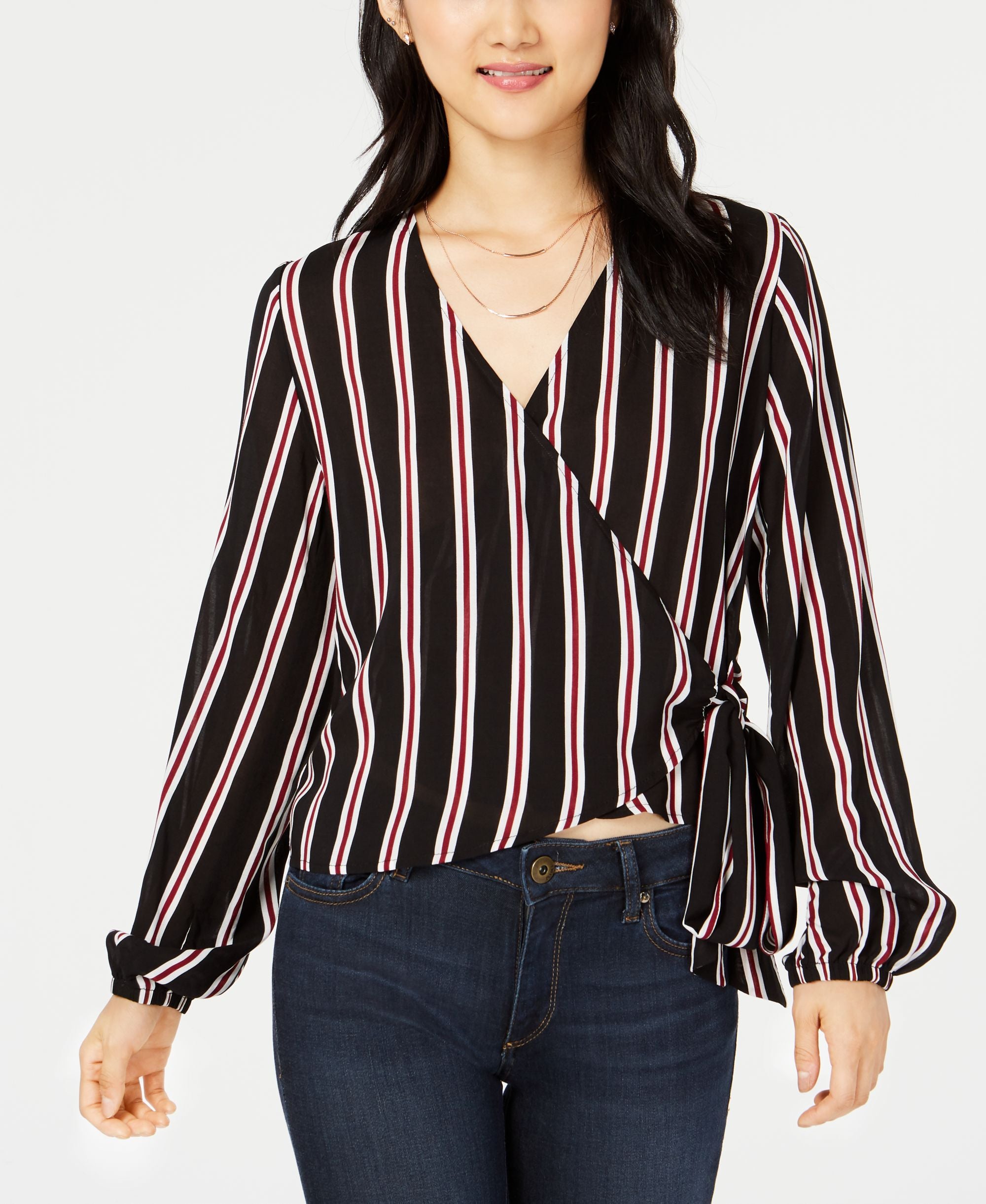 Project 28 Nyc Striped Wrap Blouse