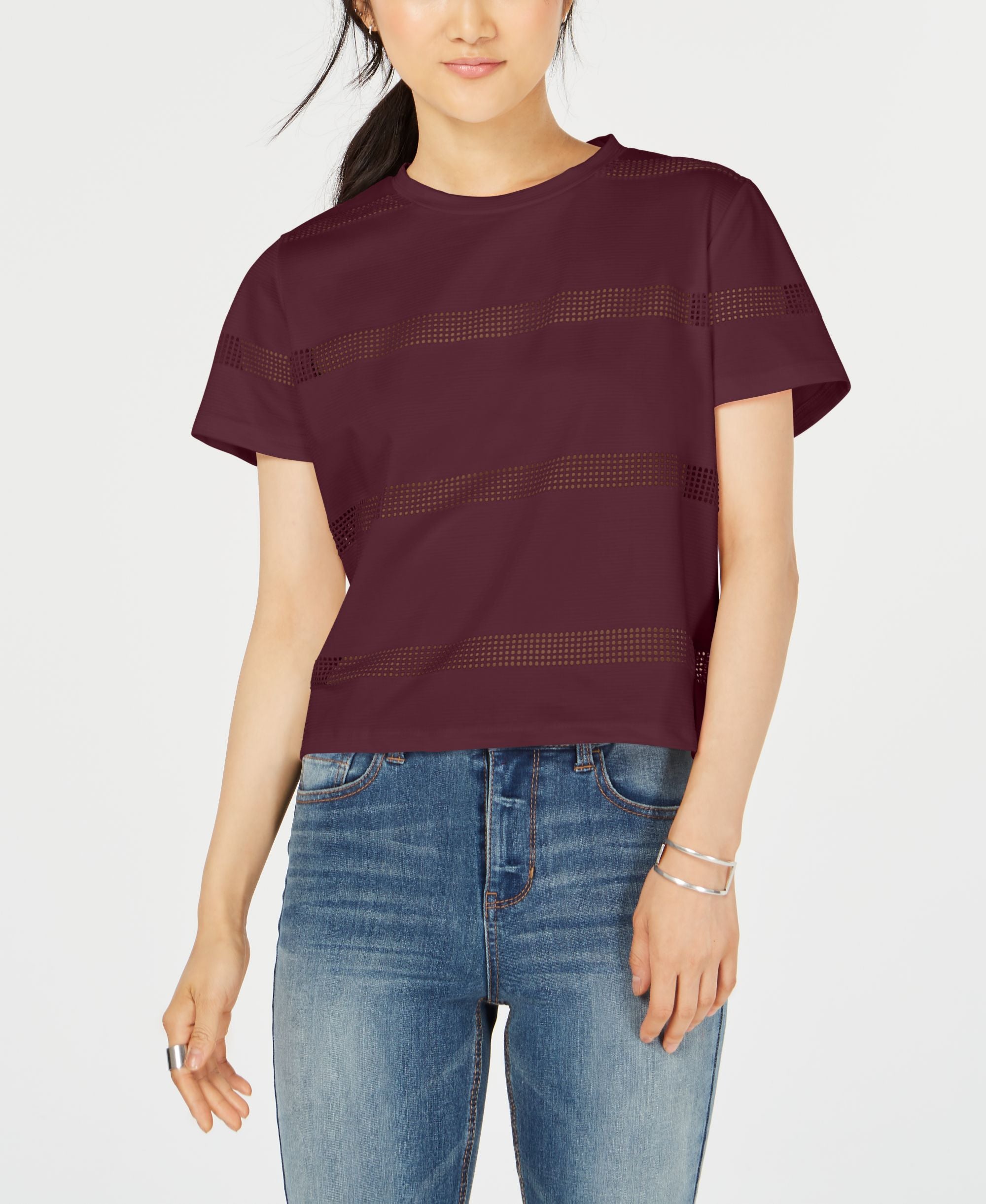 Gypsies Moondust Juniors Striped Mesh T-Shirt