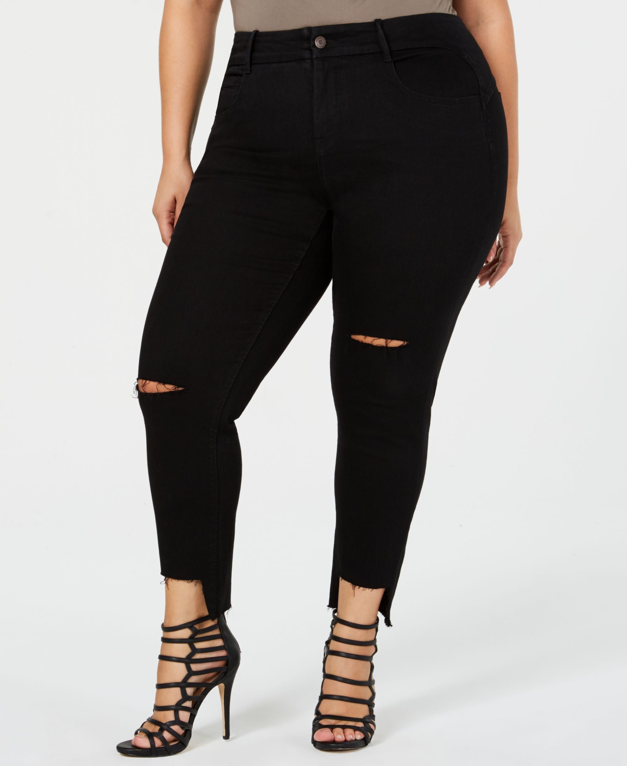 Plus Size Step-Hem Skinny Ankle Jeans