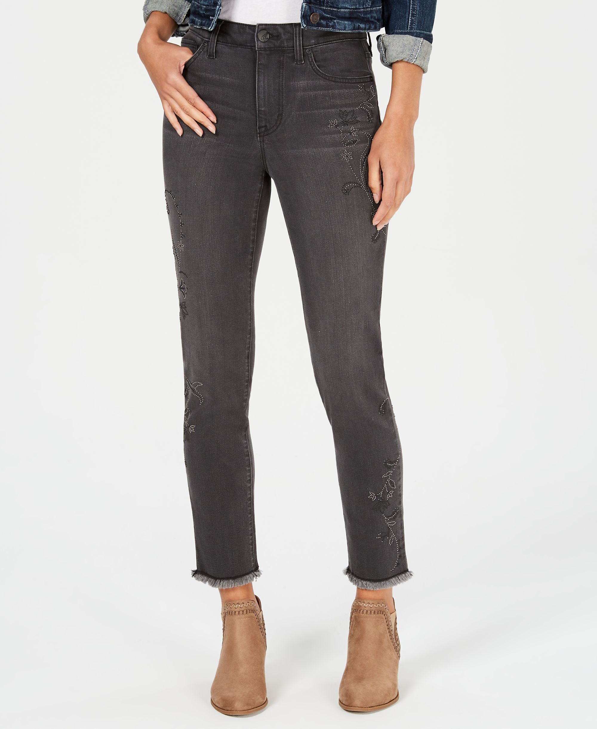 Style & Co Embroidered Slim Ankle Jeans