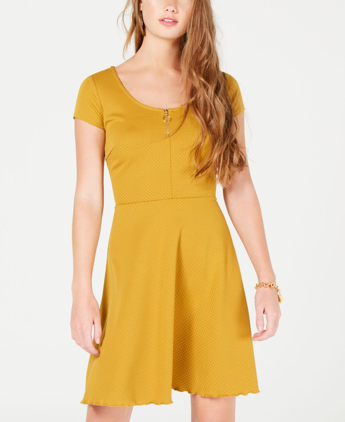 Juniors' Textured Fit & Flare Dress