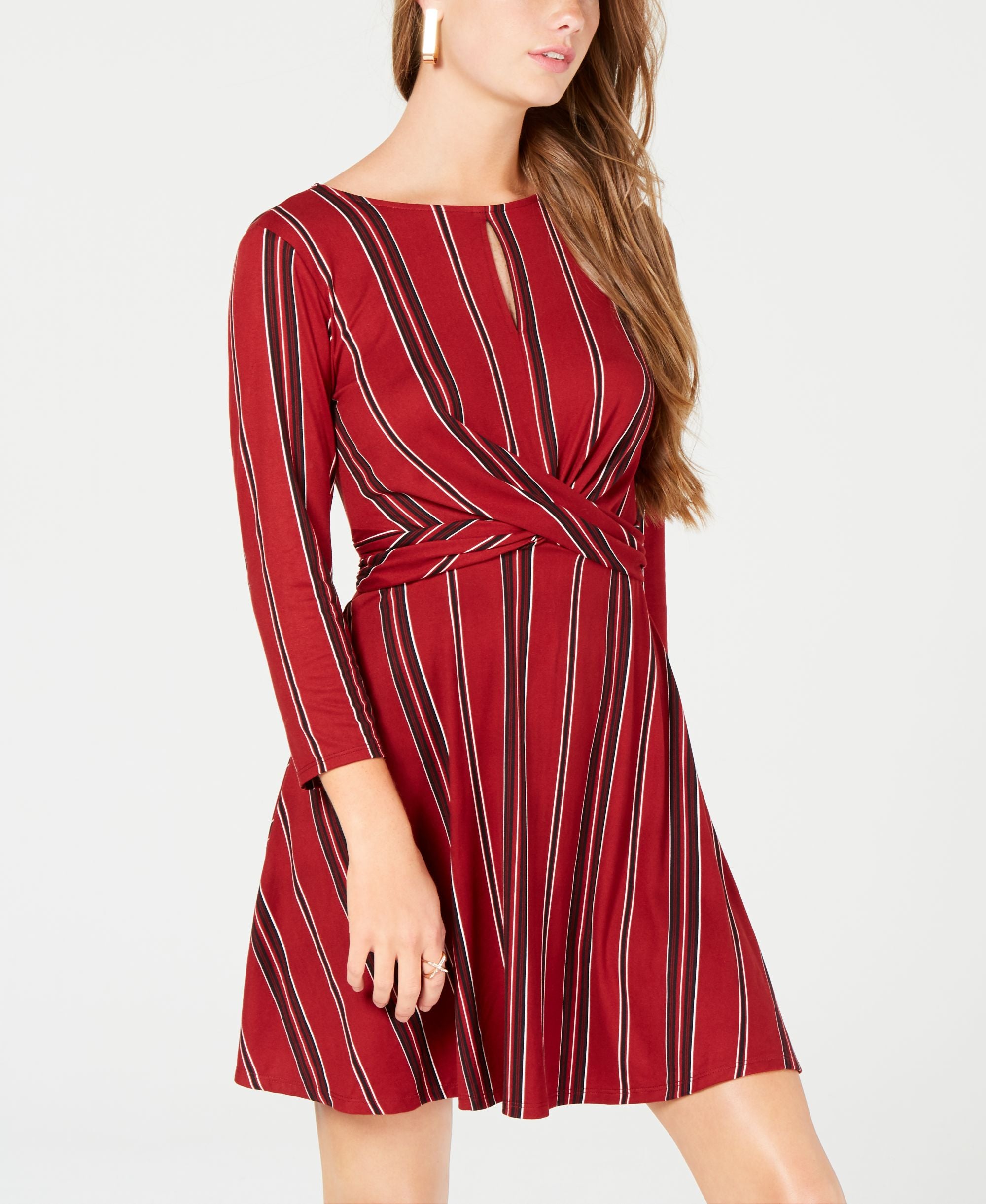 Juniors' Printed Twist-Front Dress