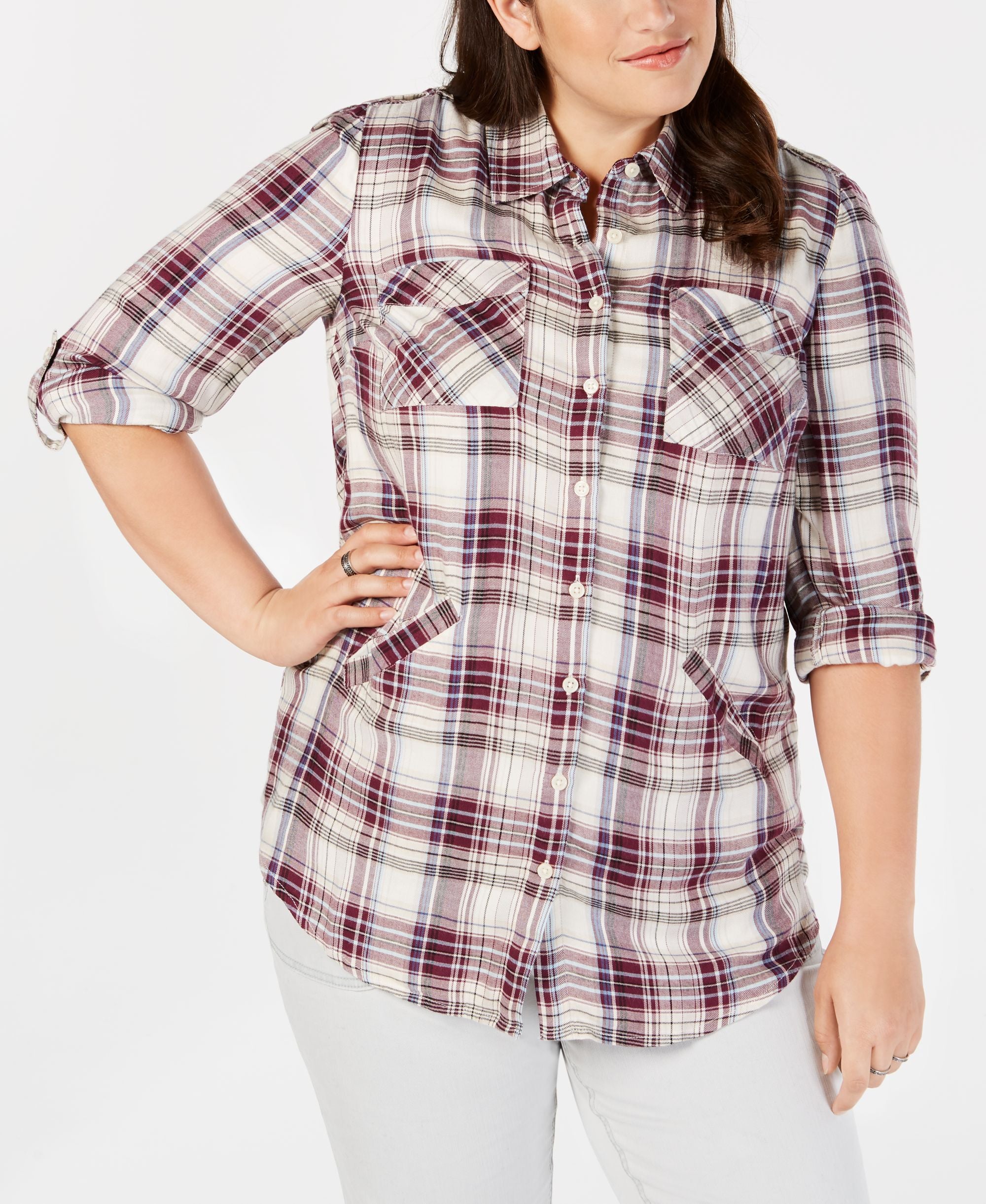Plus Size Plaid Woven Tunic