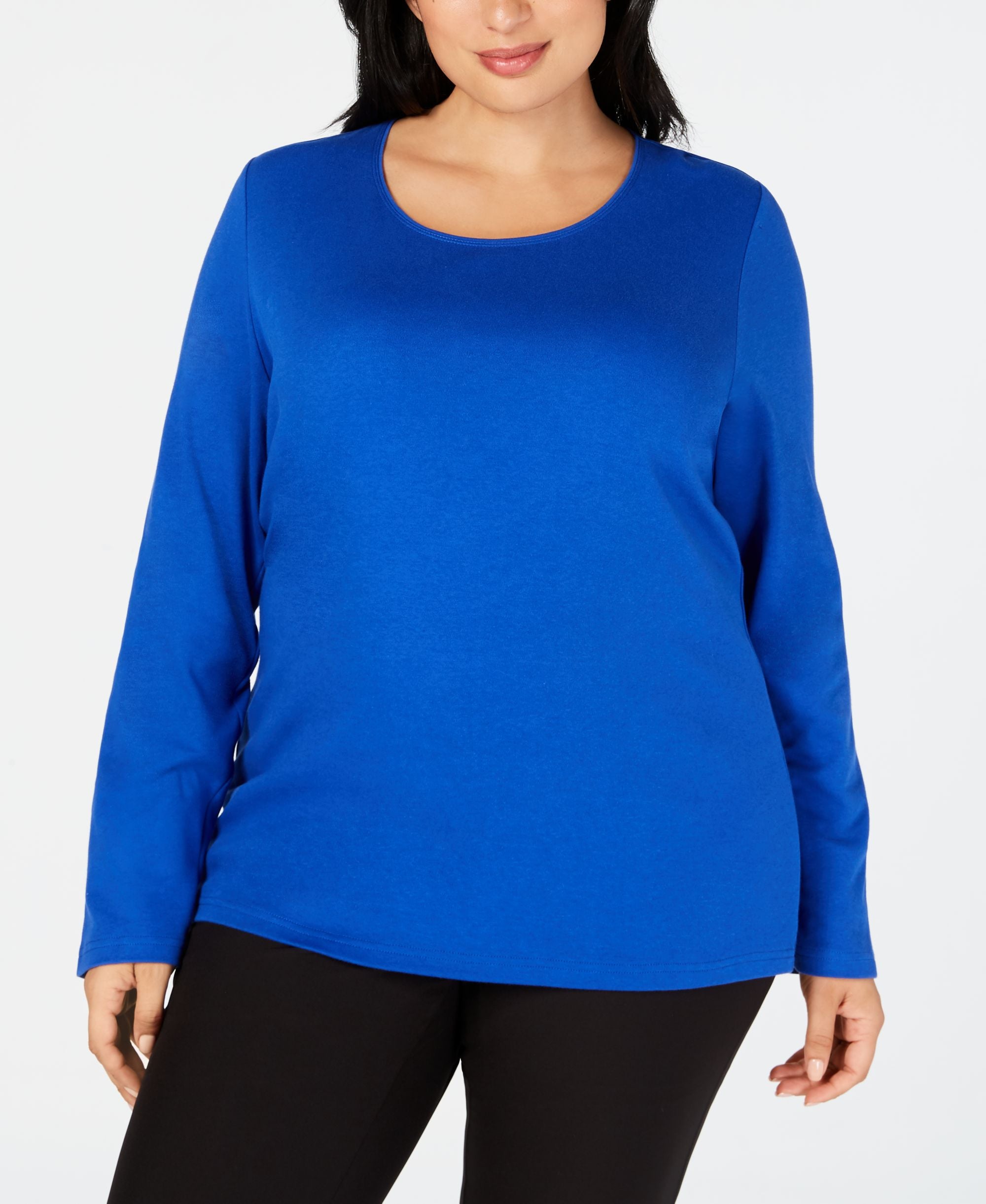 Plus Size Cotton Long-Sleeve T-Shirt