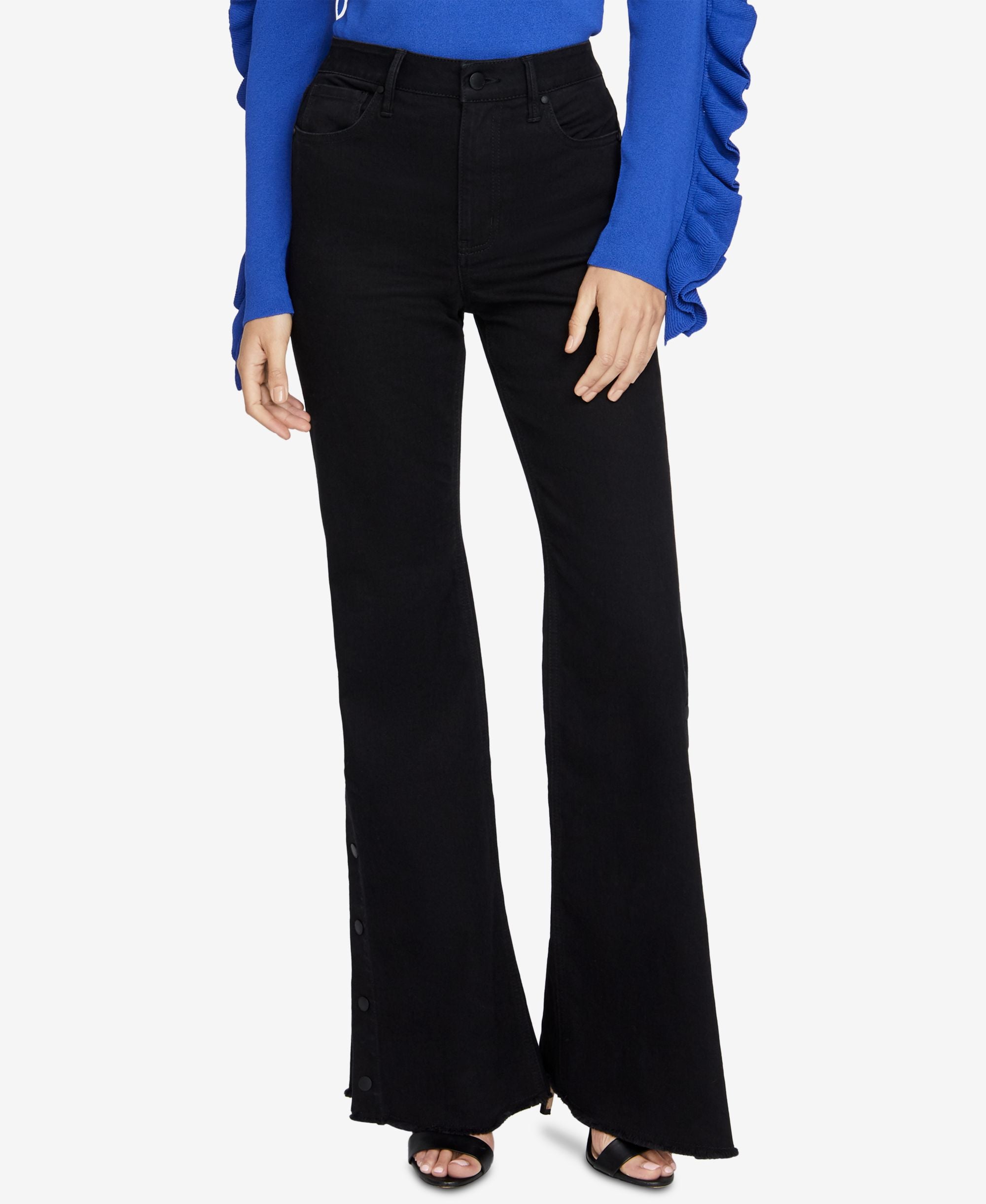 Rachel Rachel Roy Button Embellished Wide Leg Jeans