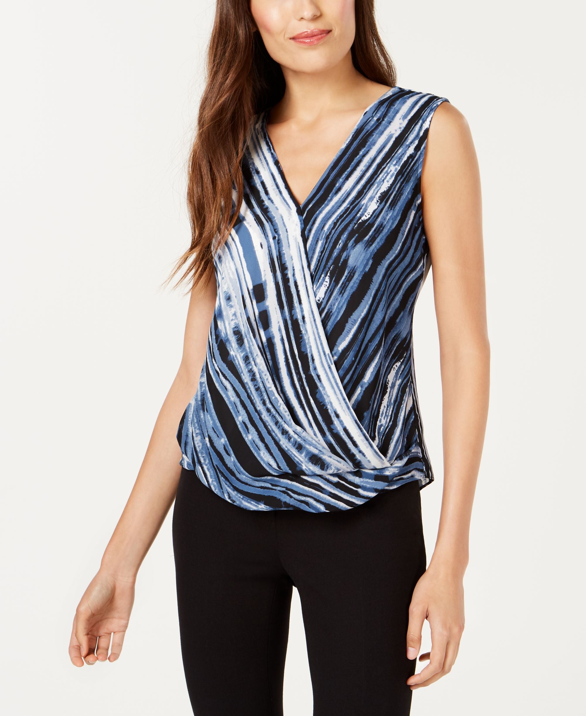 Alfani Printed Surplice Blouse