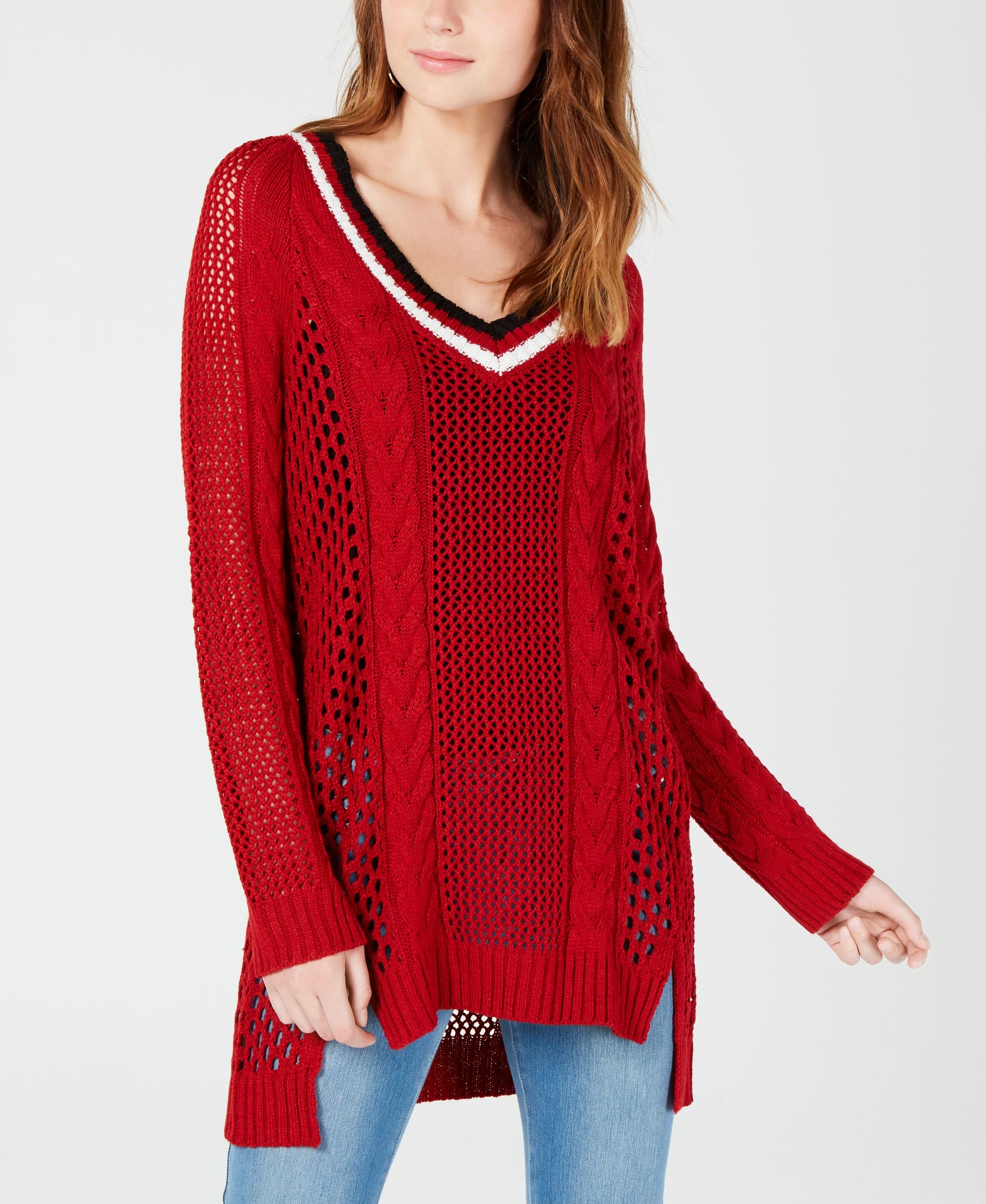 by Ikeddi Juniors' Pointelle Varsity Tunic Sweater