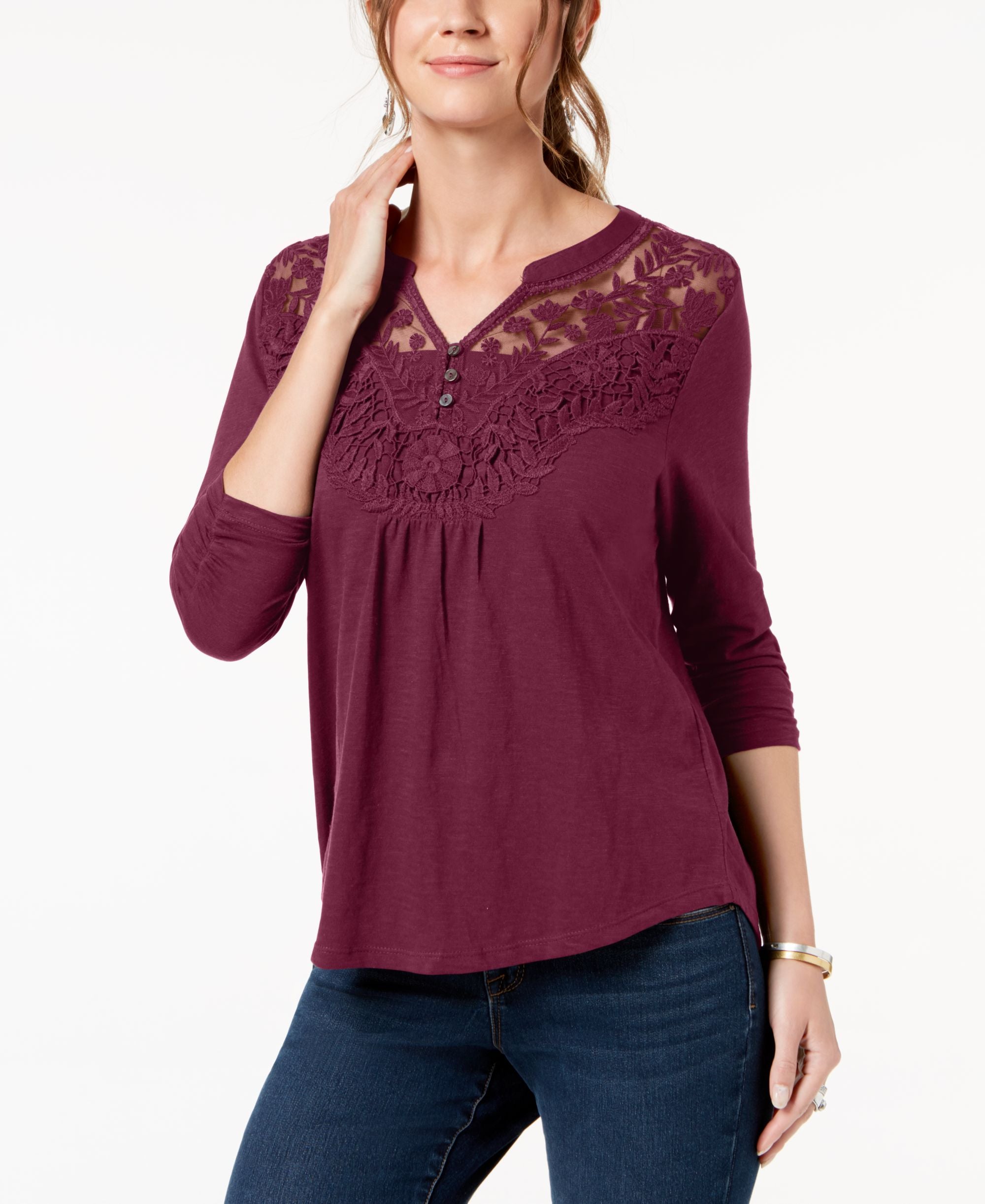 Style & Co Embroidered Top