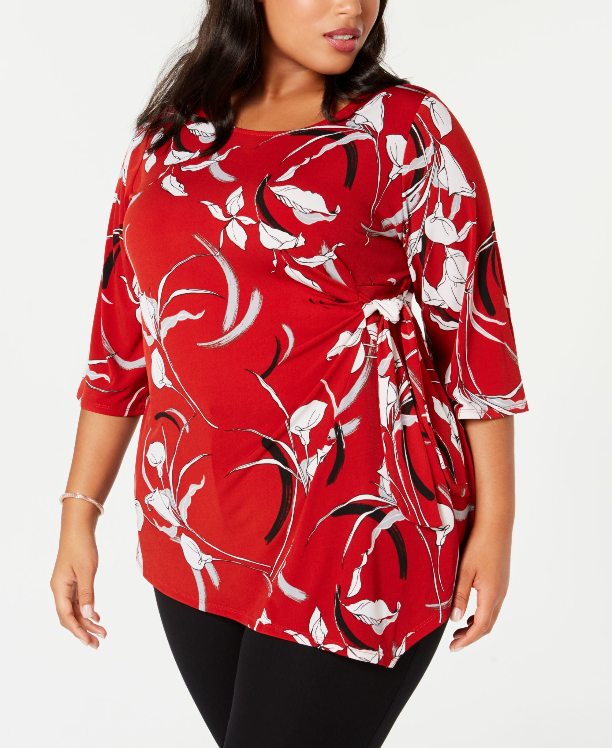Alfani Plus Size Printed Side Tie Top