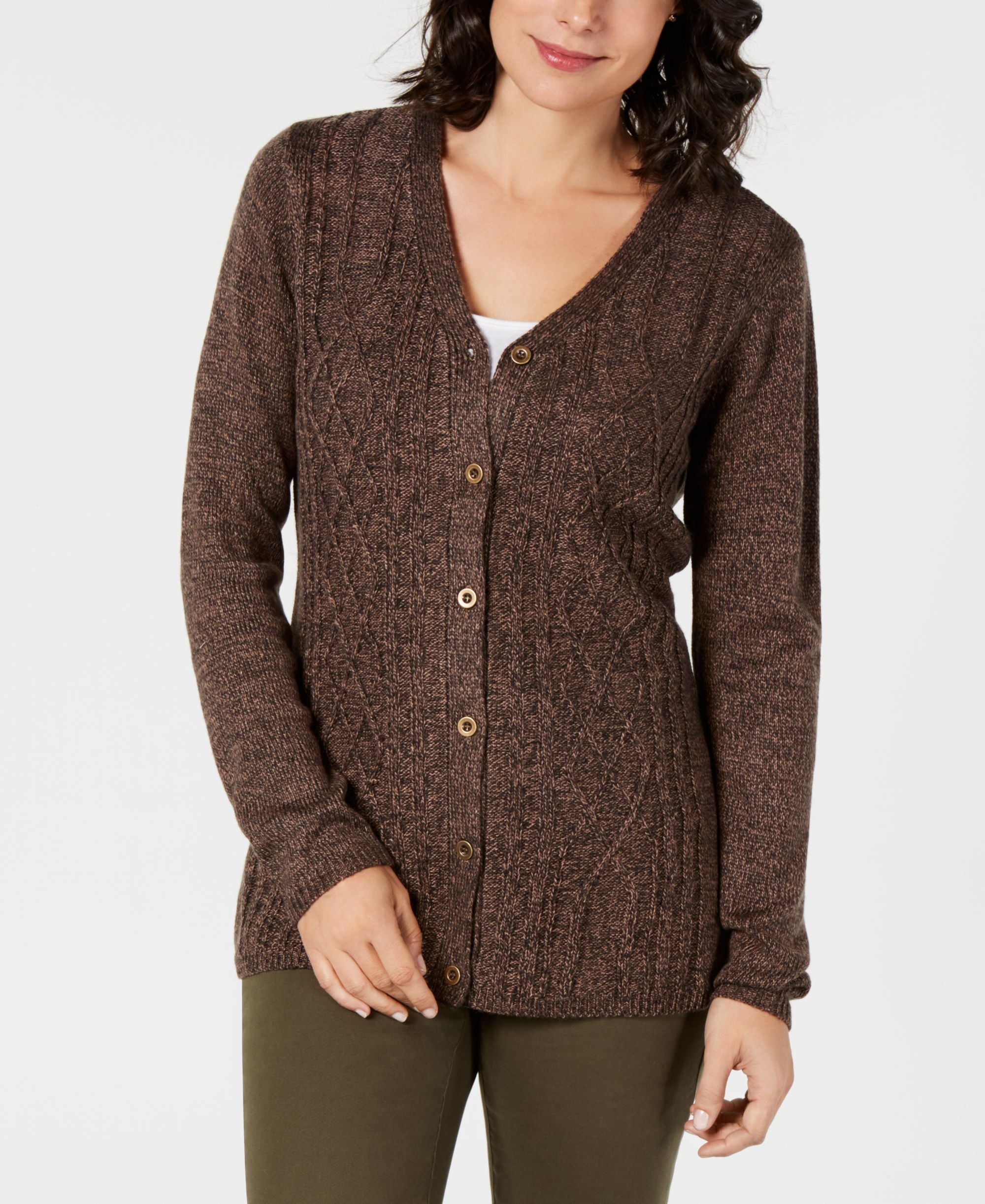 Karen Scott Petite Marled Cardigan
