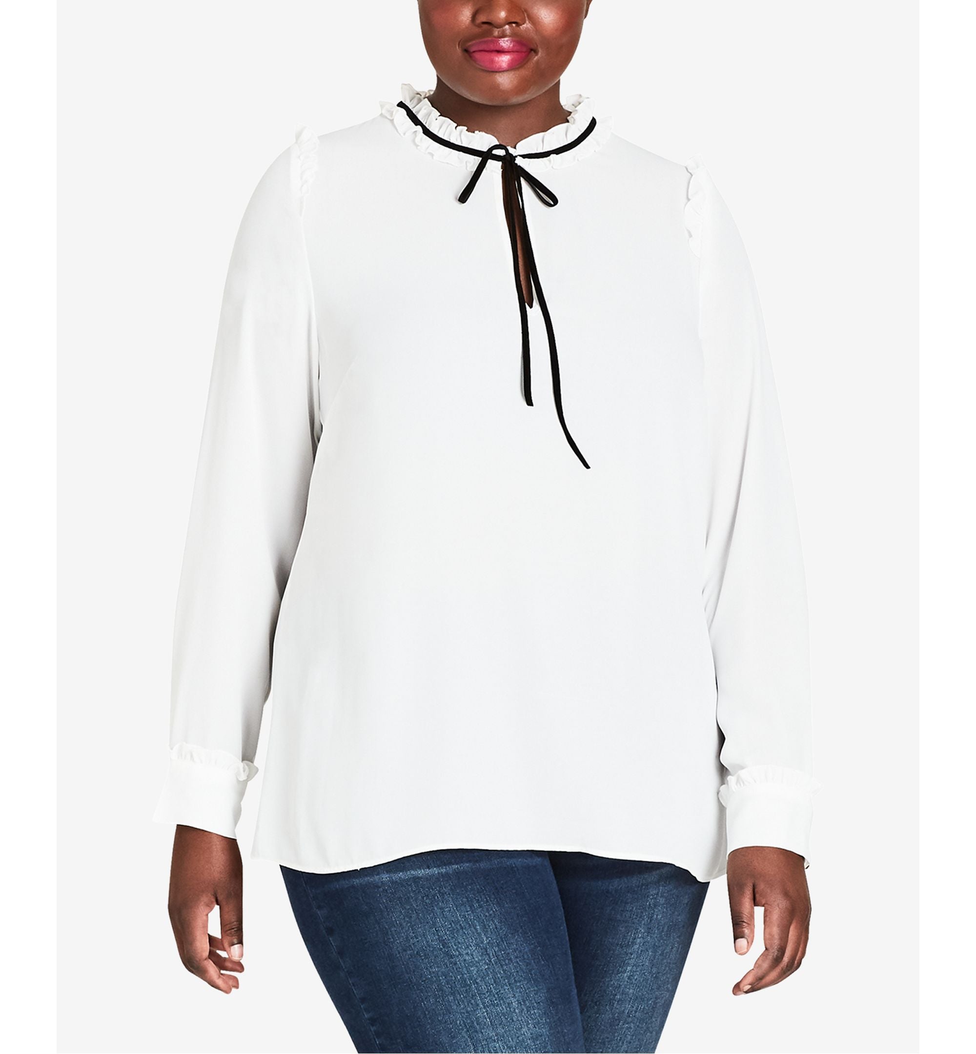City Chic Trendy Plus Size Ruffle Collar Top