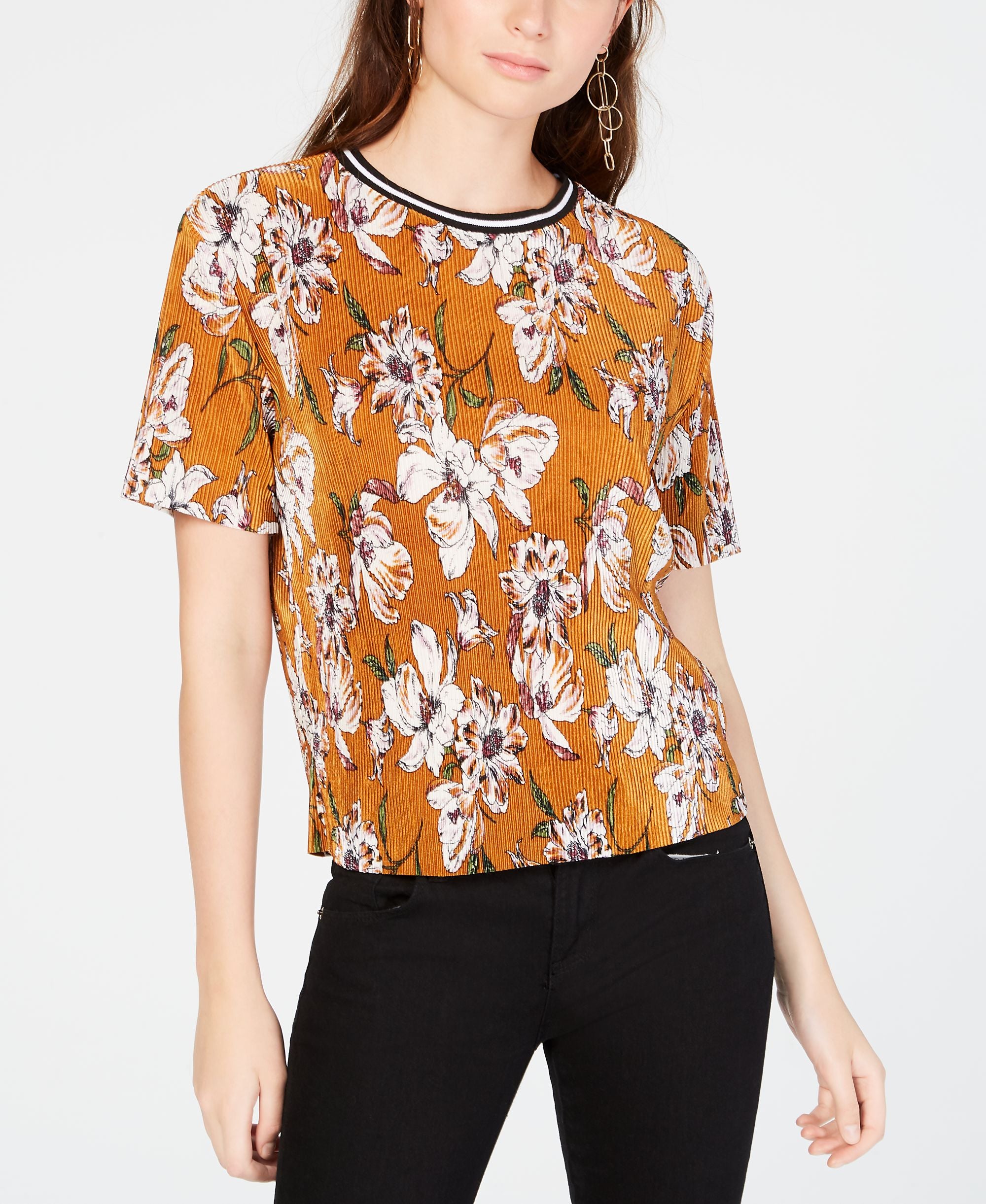 Gypsies Moondust Juniors Floral Printed Bodre Top