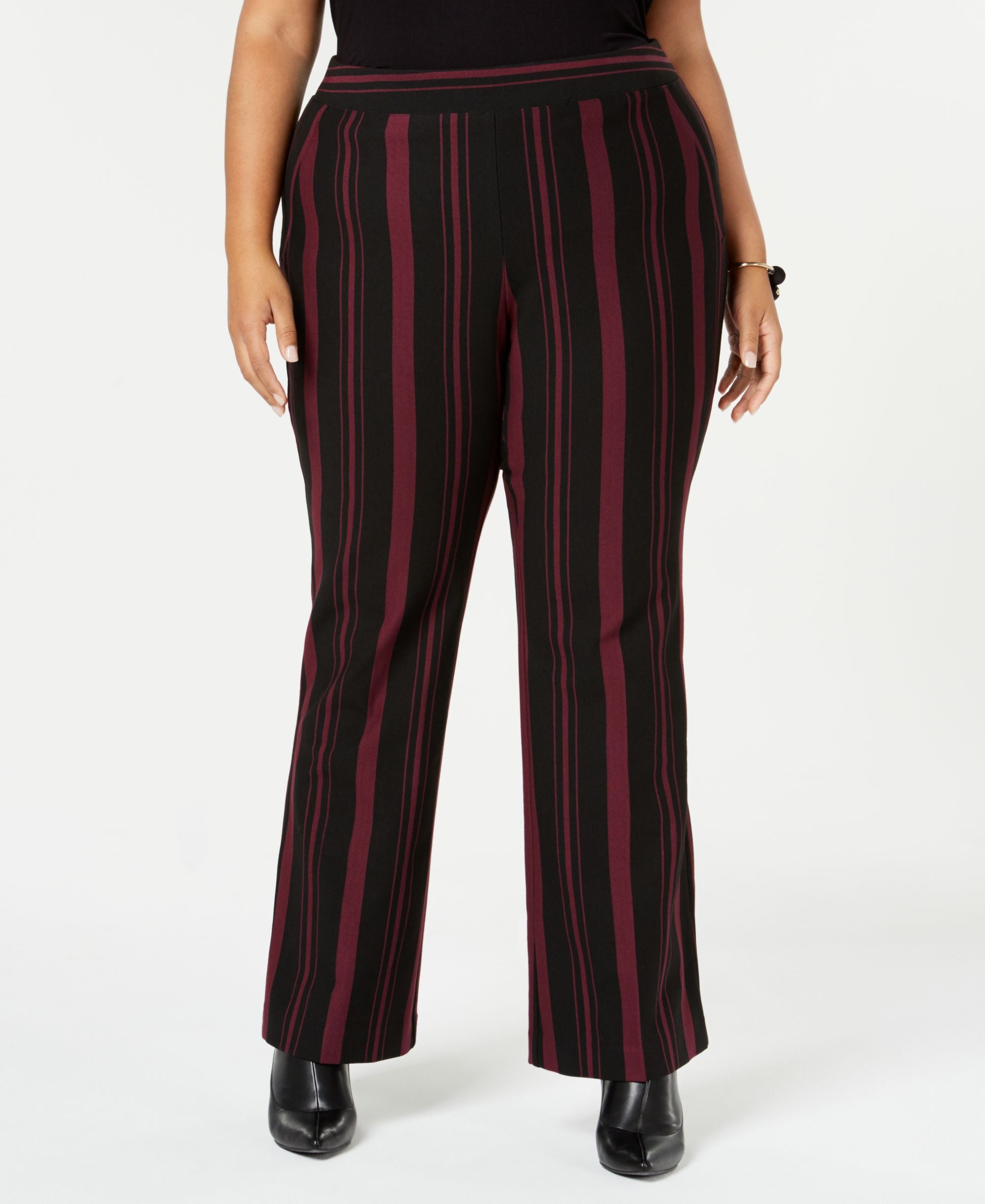 Plus Size Striped Ponte Knit Pants