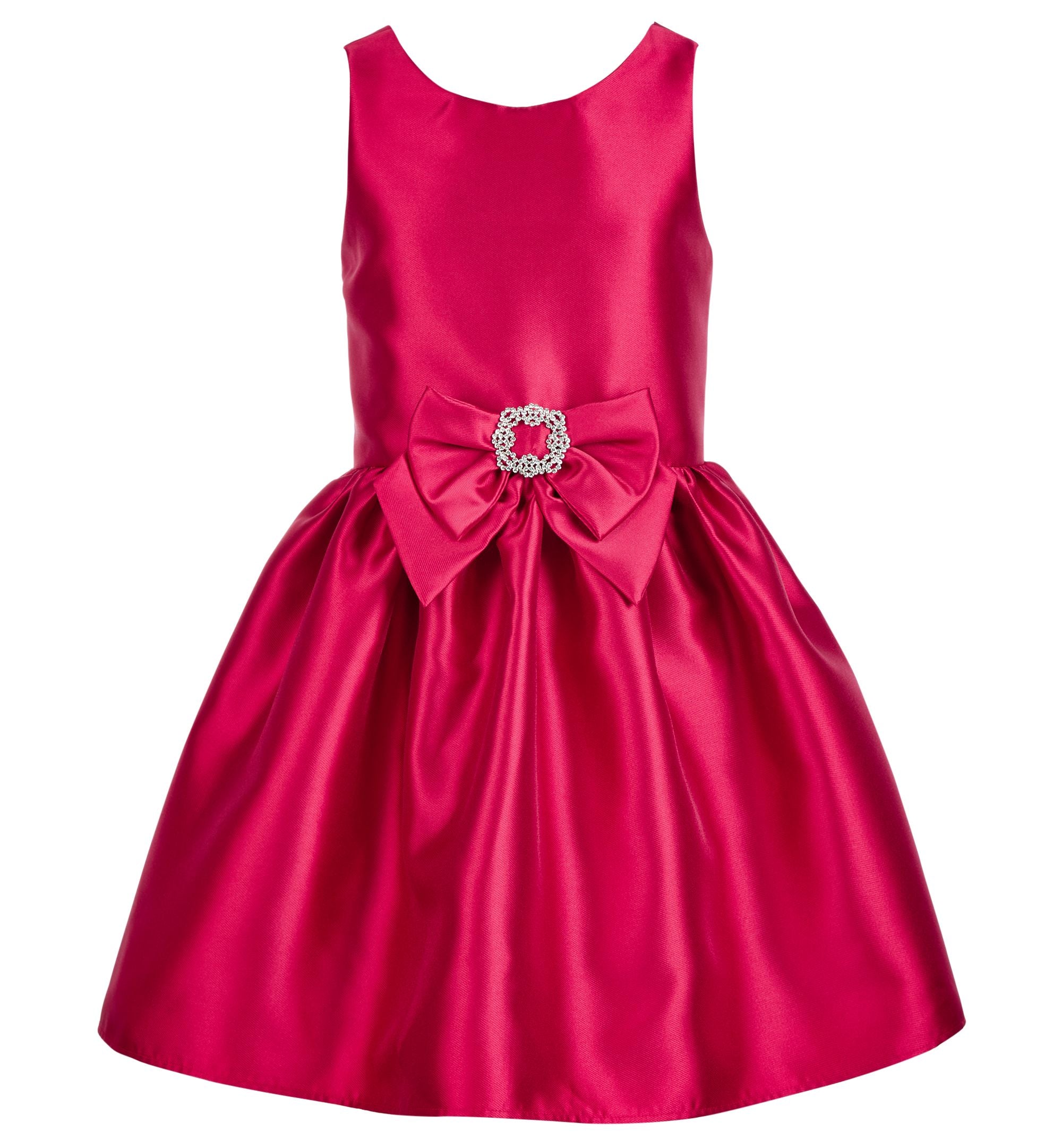 Pink Violet Big Girls Bow Trim Satin Dress