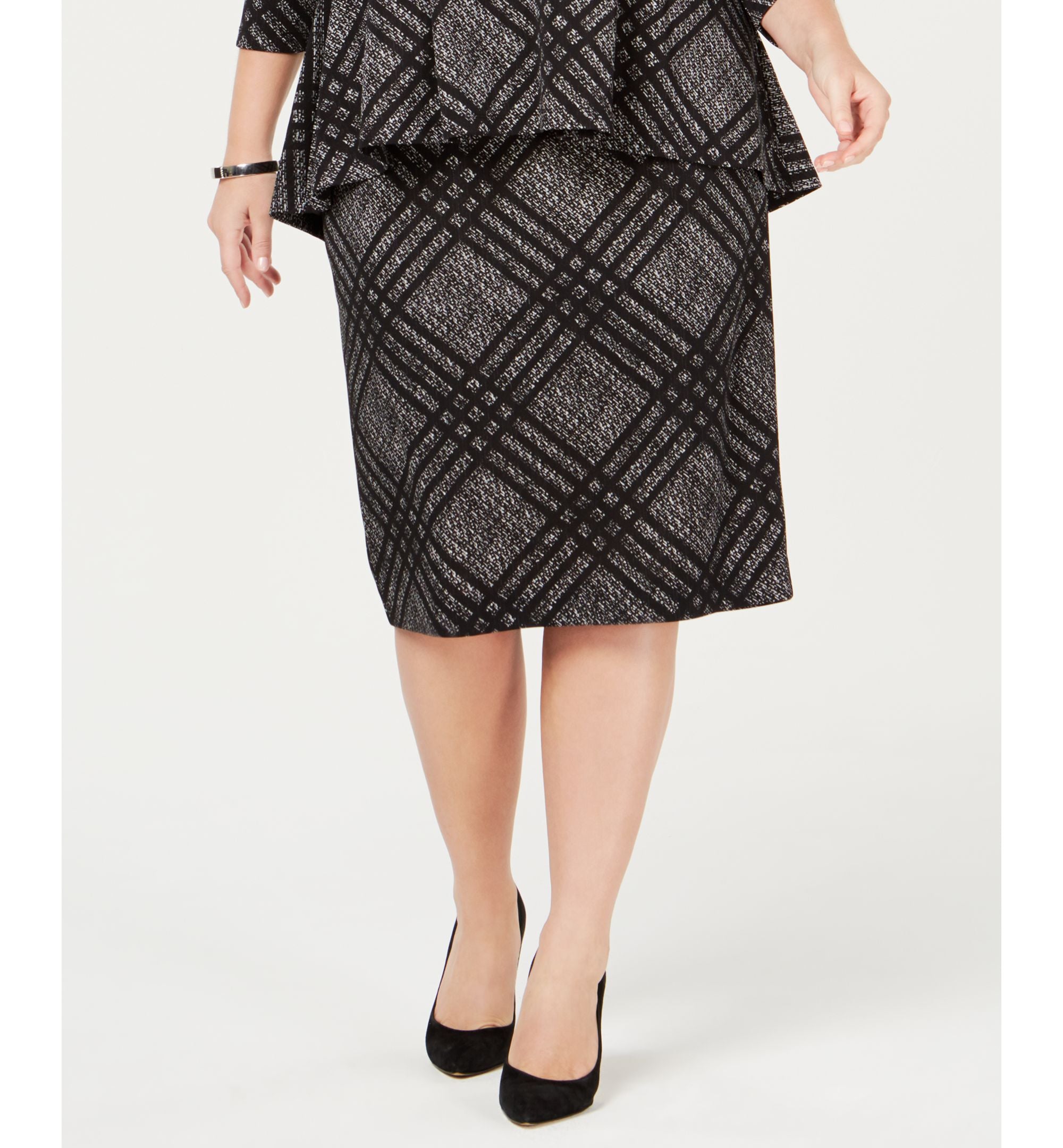 Alfani Plus Size Jacquard Straight Skirt