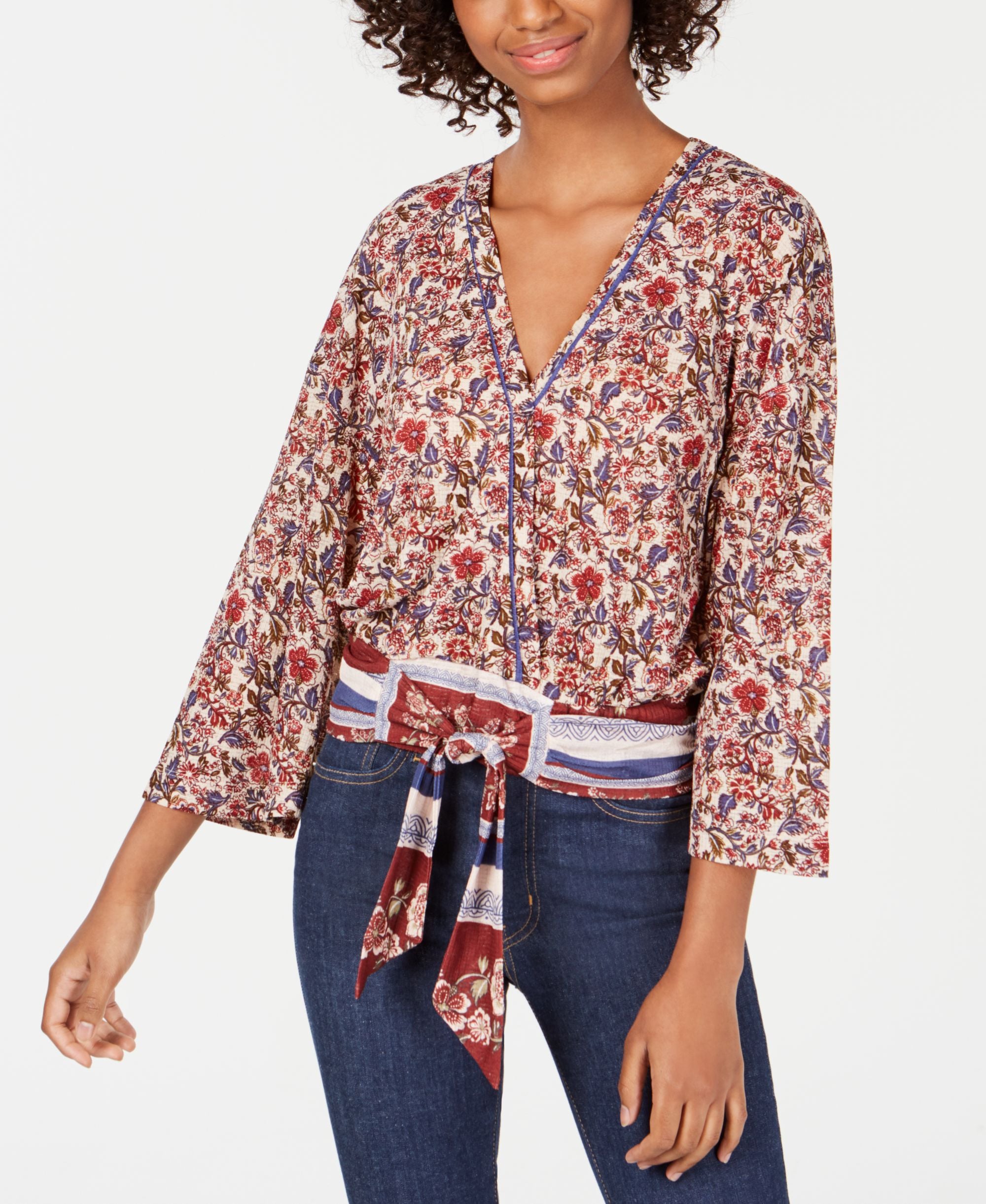 Self Esteem Juniors Printed Tie Front Top