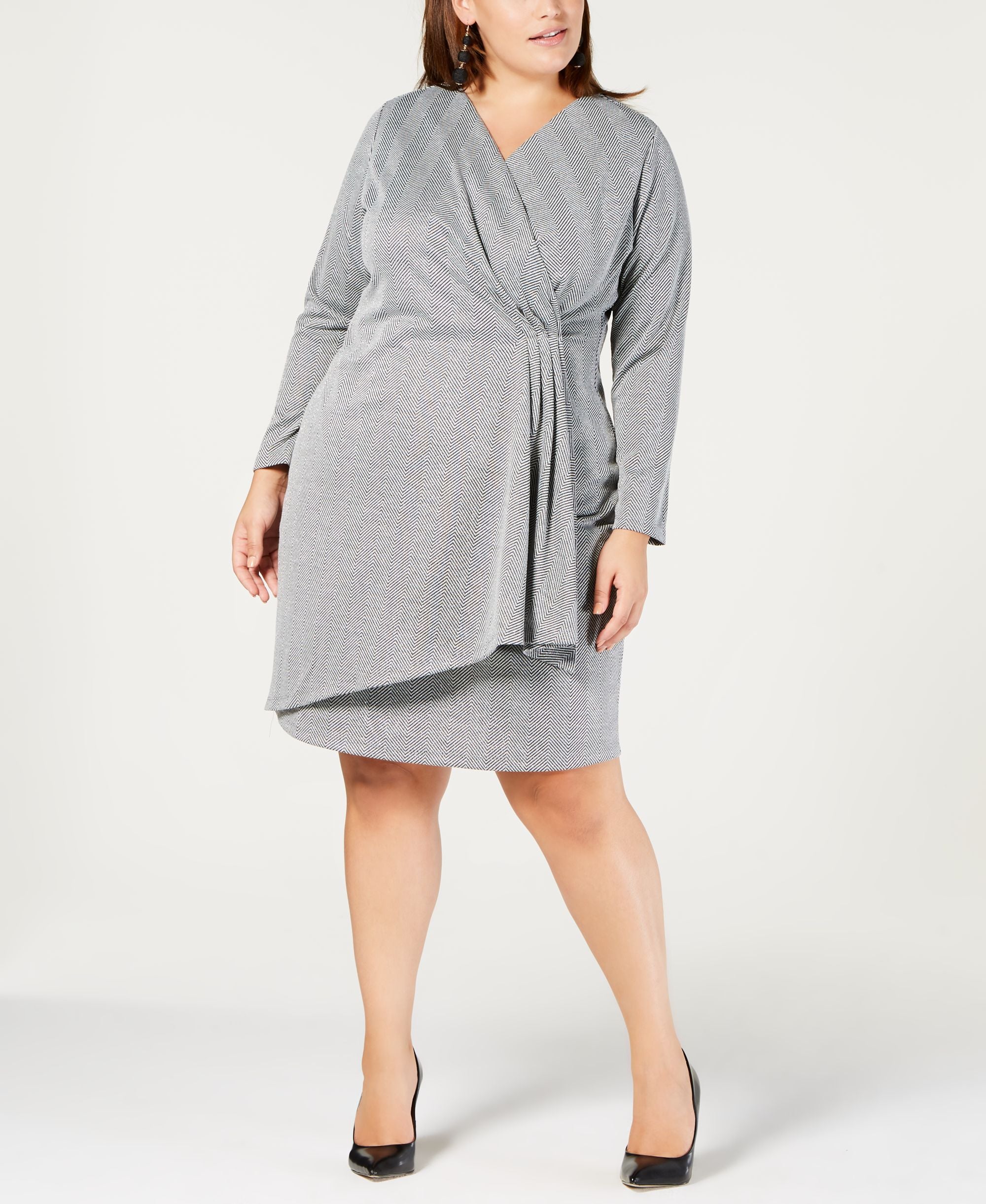 NY Collection Plus Petite Plus Size Faux Wrap Dress